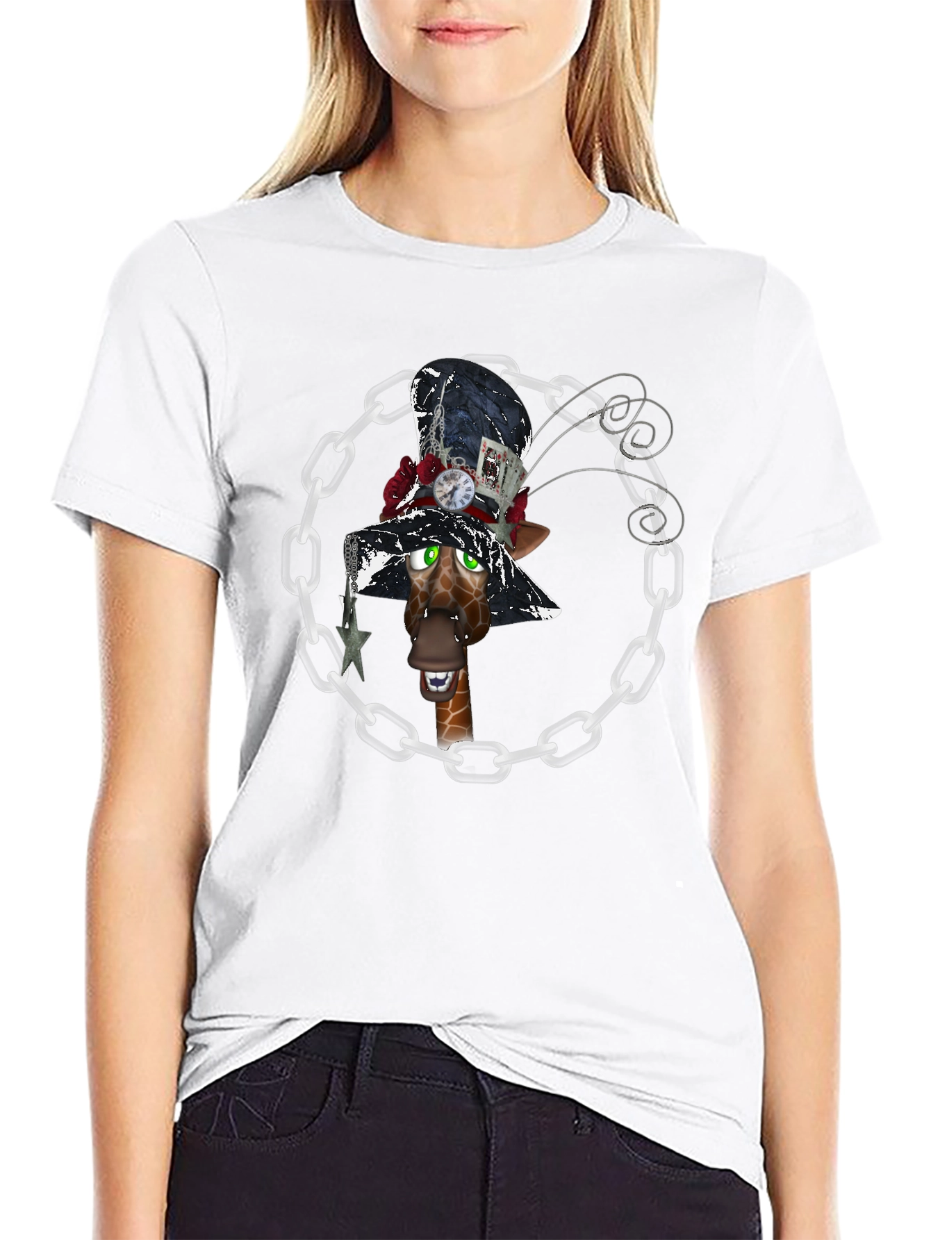 Giraffe Mad Hatter T-Shirt