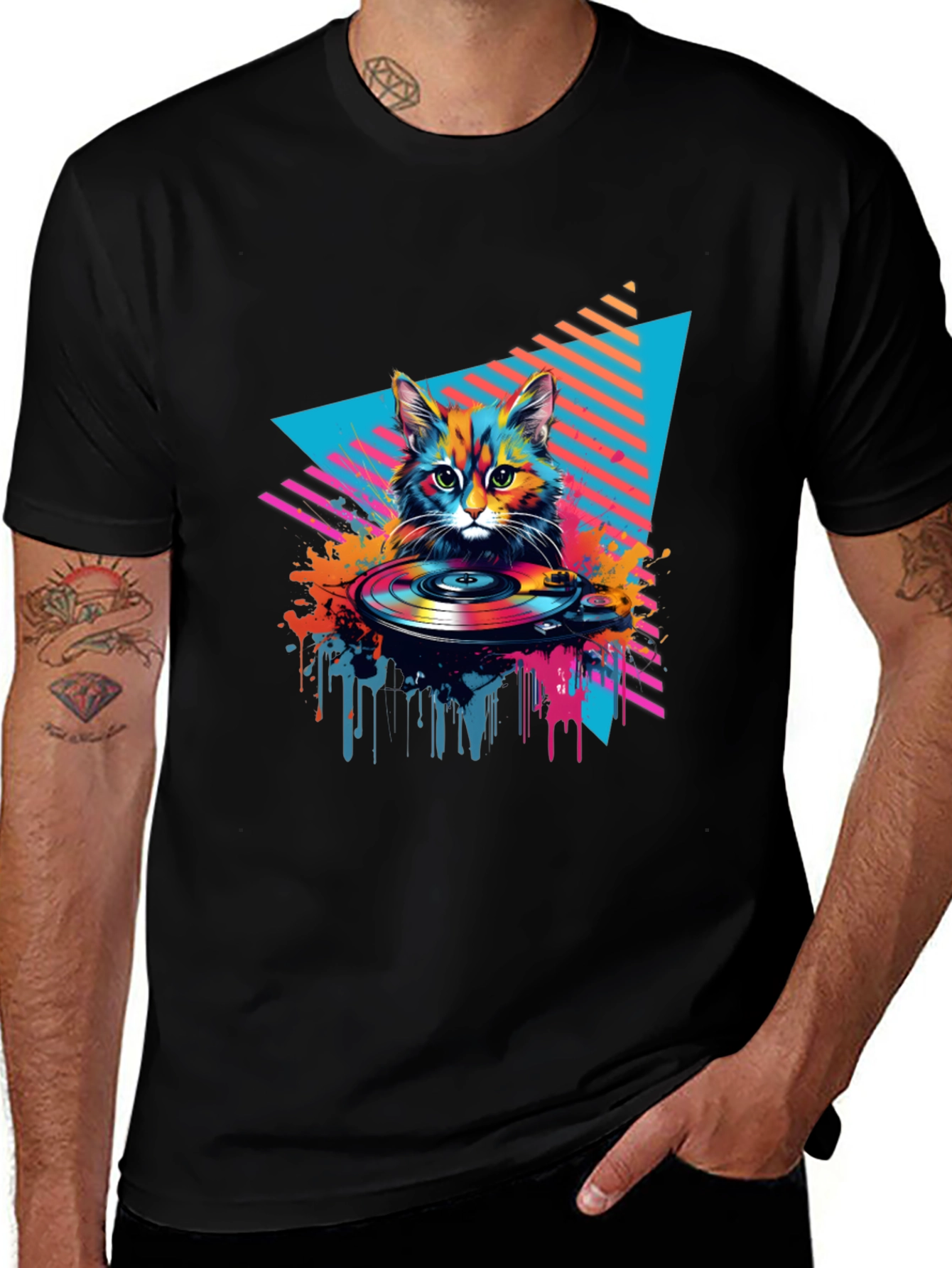 Retro Cat DJ Graphic Tee