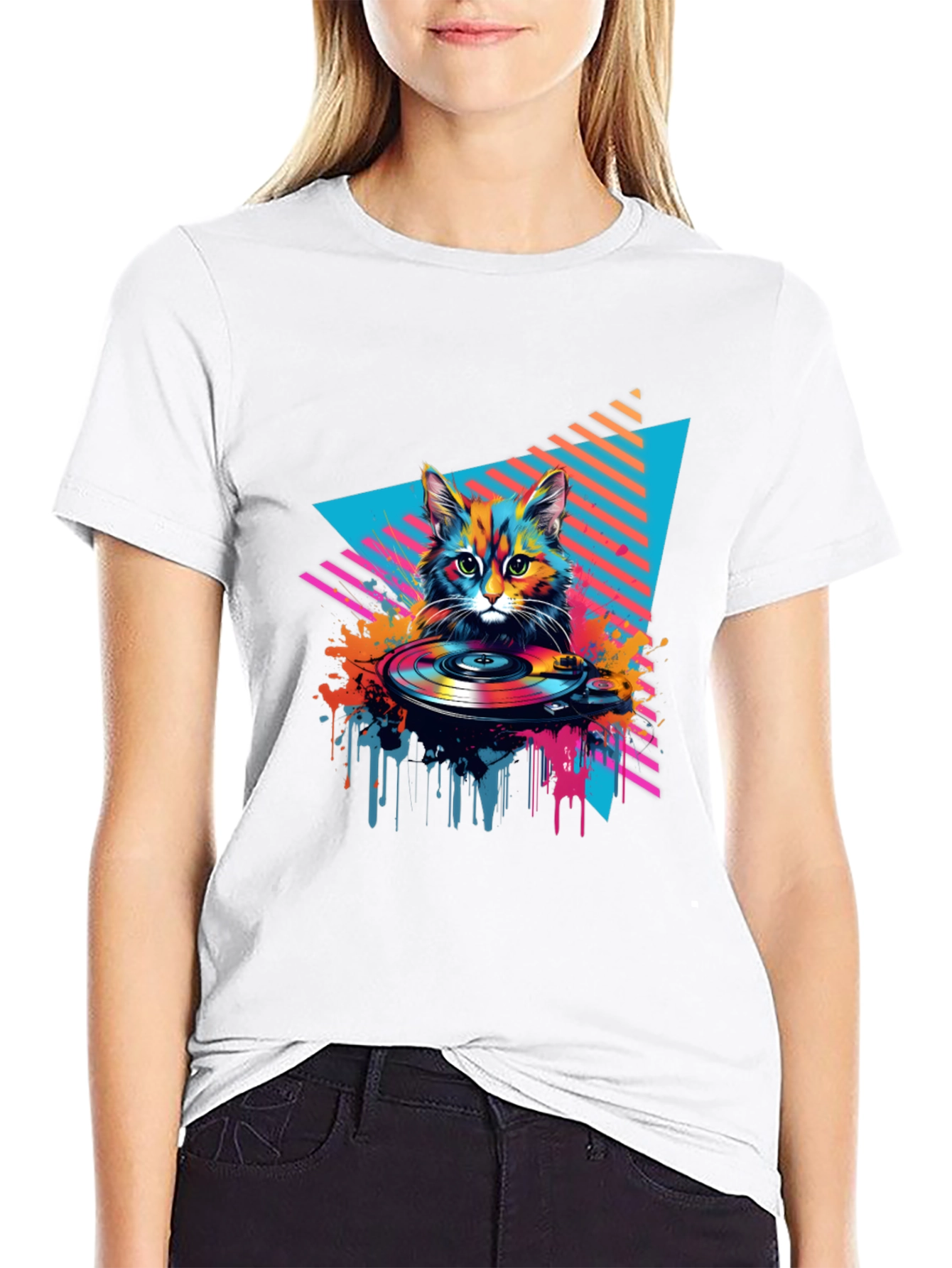 Retro Cat DJ Graphic Tee