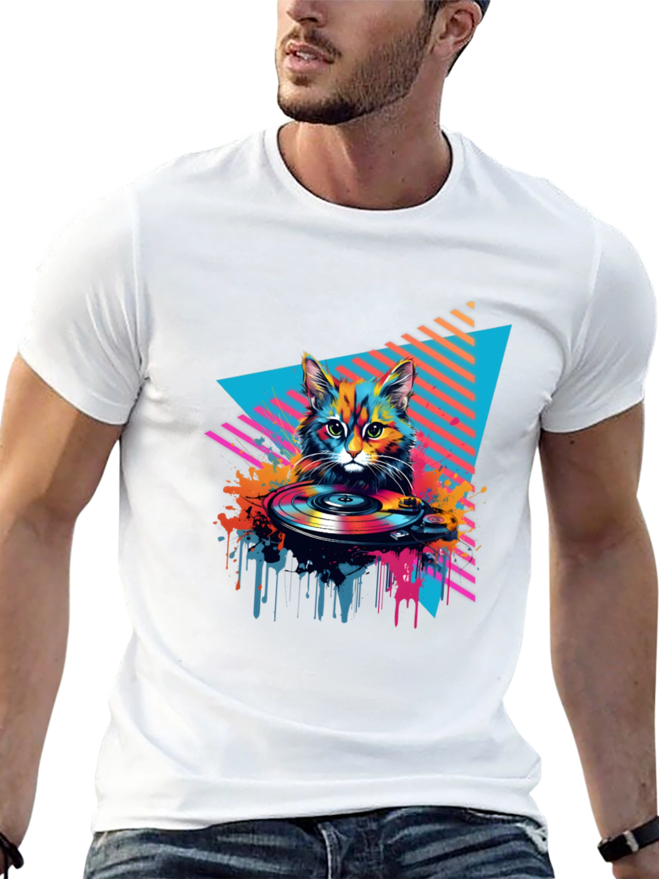 Retro Cat DJ Graphic Tee