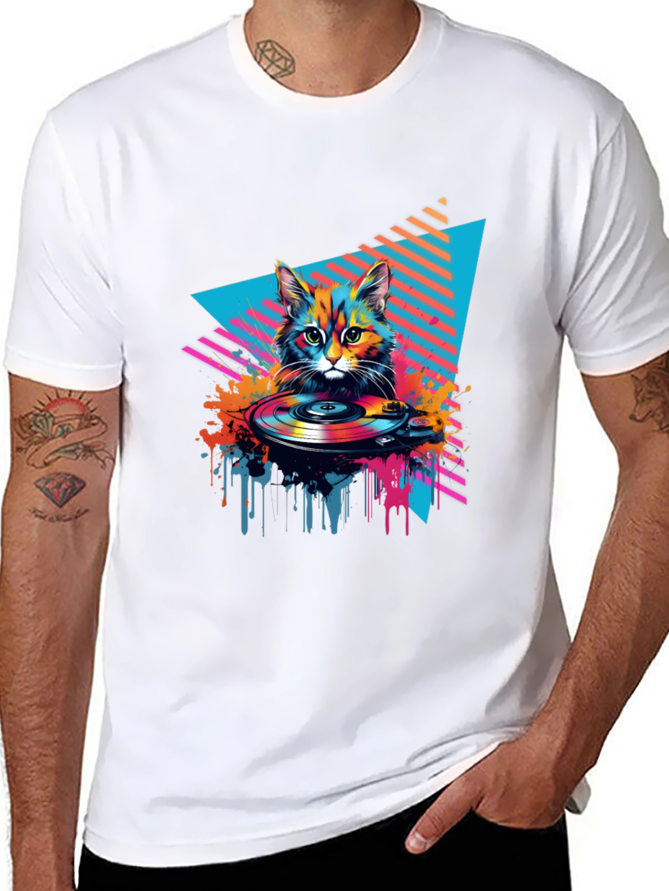Retro Cat DJ Graphic Tee