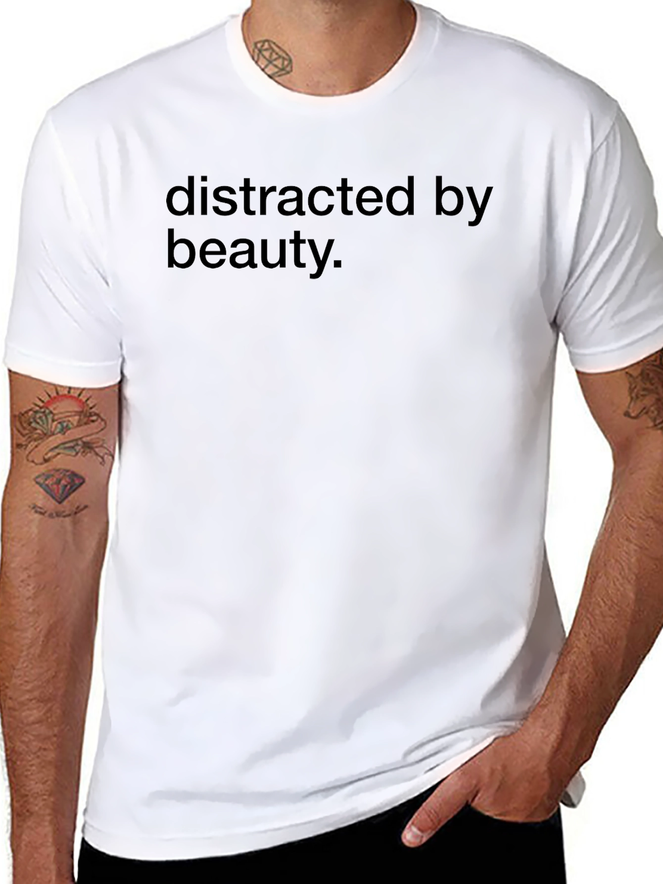 Distracted by Beauty Black Graphic Tee Shirt