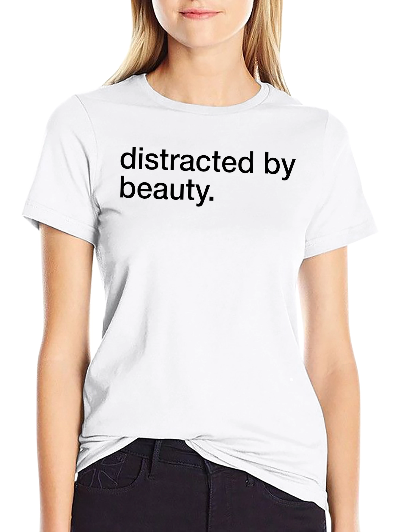 Distracted by Beauty Black Graphic Tee Shirt