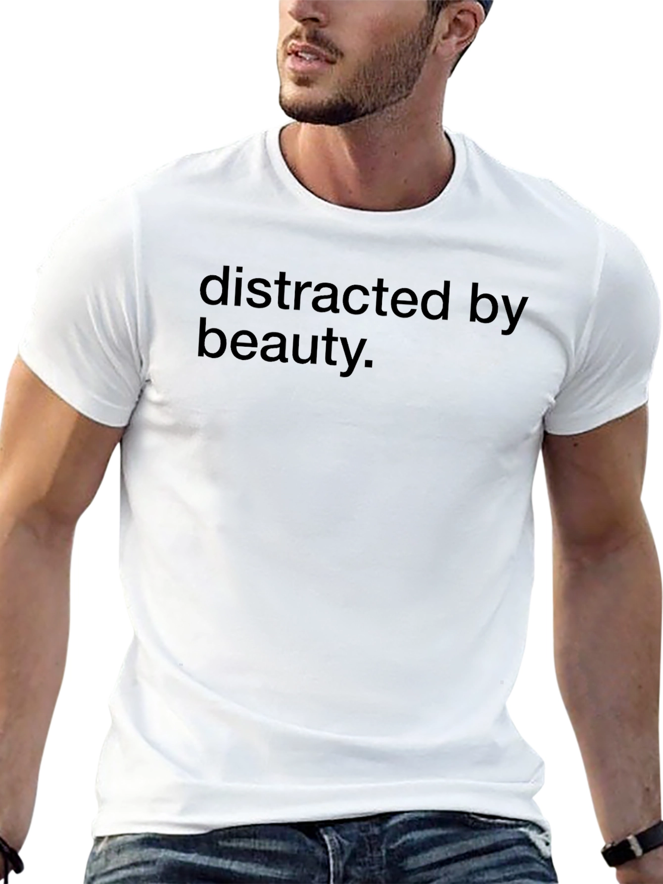 Distracted by Beauty Black Graphic Tee Shirt
