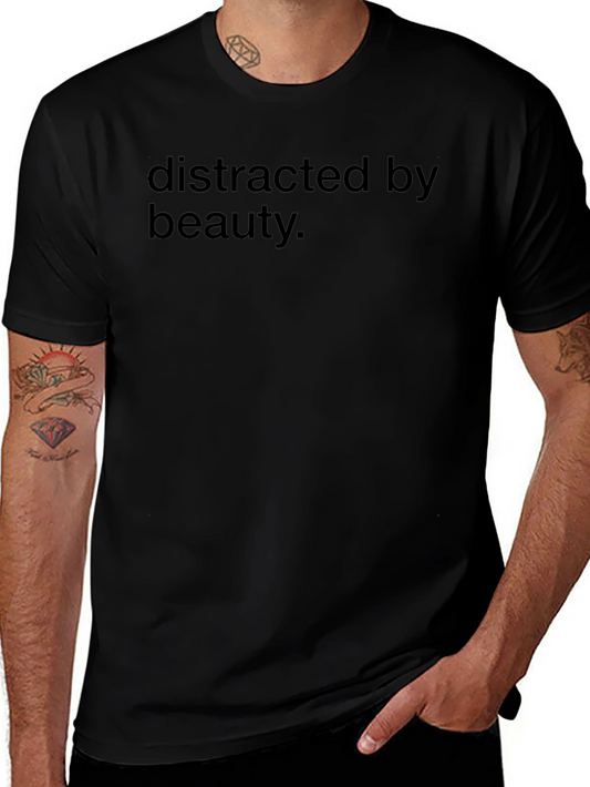 Distracted by Beauty Black Graphic Tee Shirt
