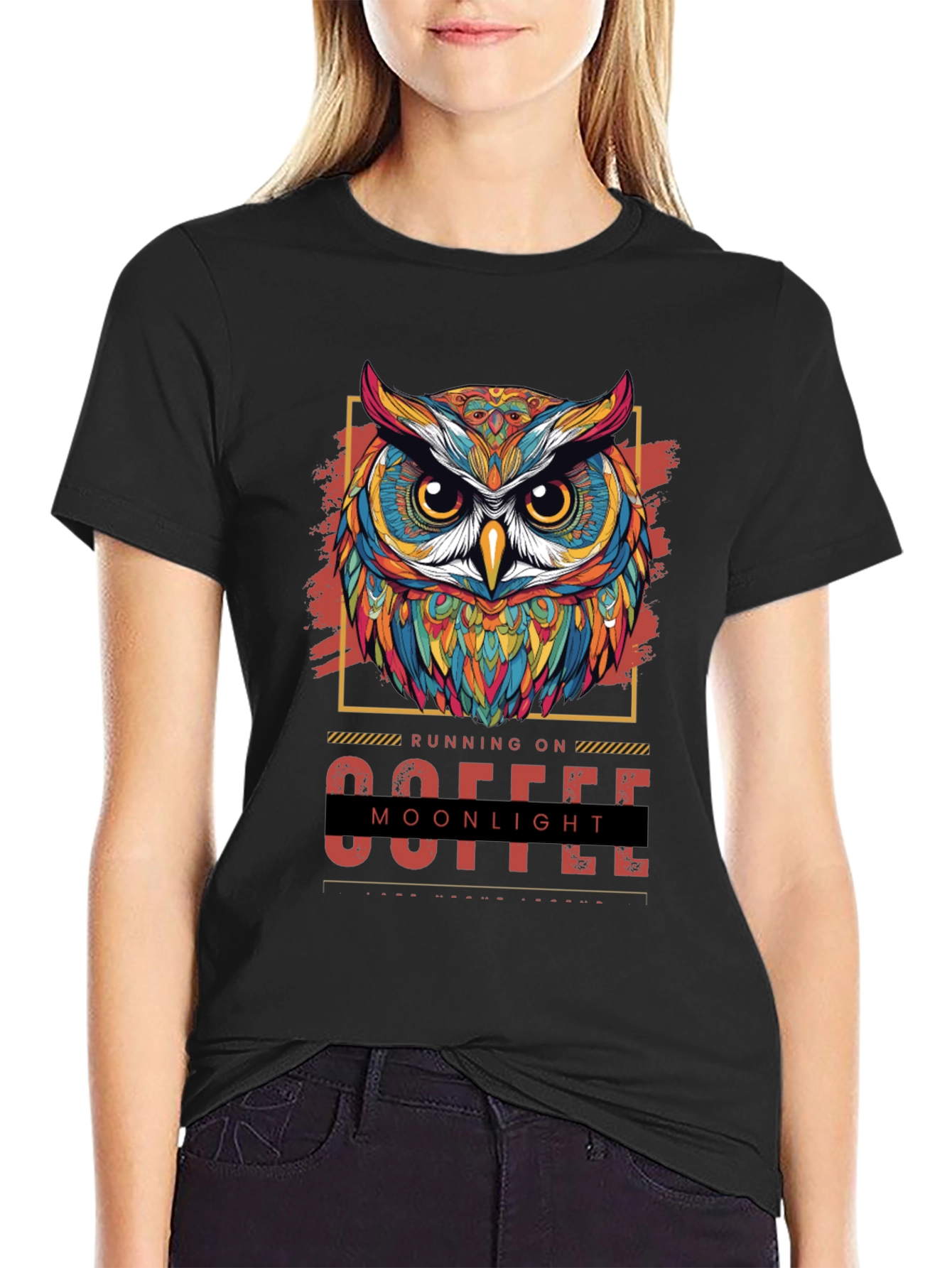 Running on Coffee and Moonlight Owl T-Shirt