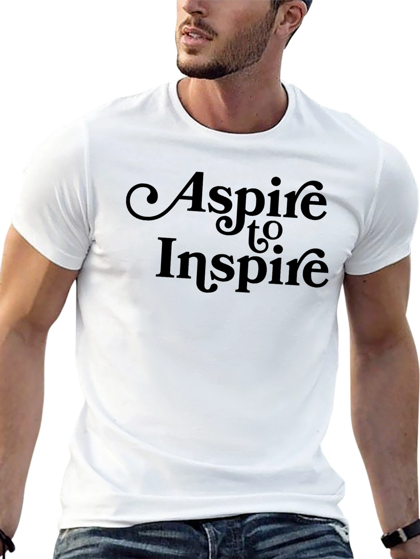 Aspire to Inspire Mens Black Graphic T-Shirt
