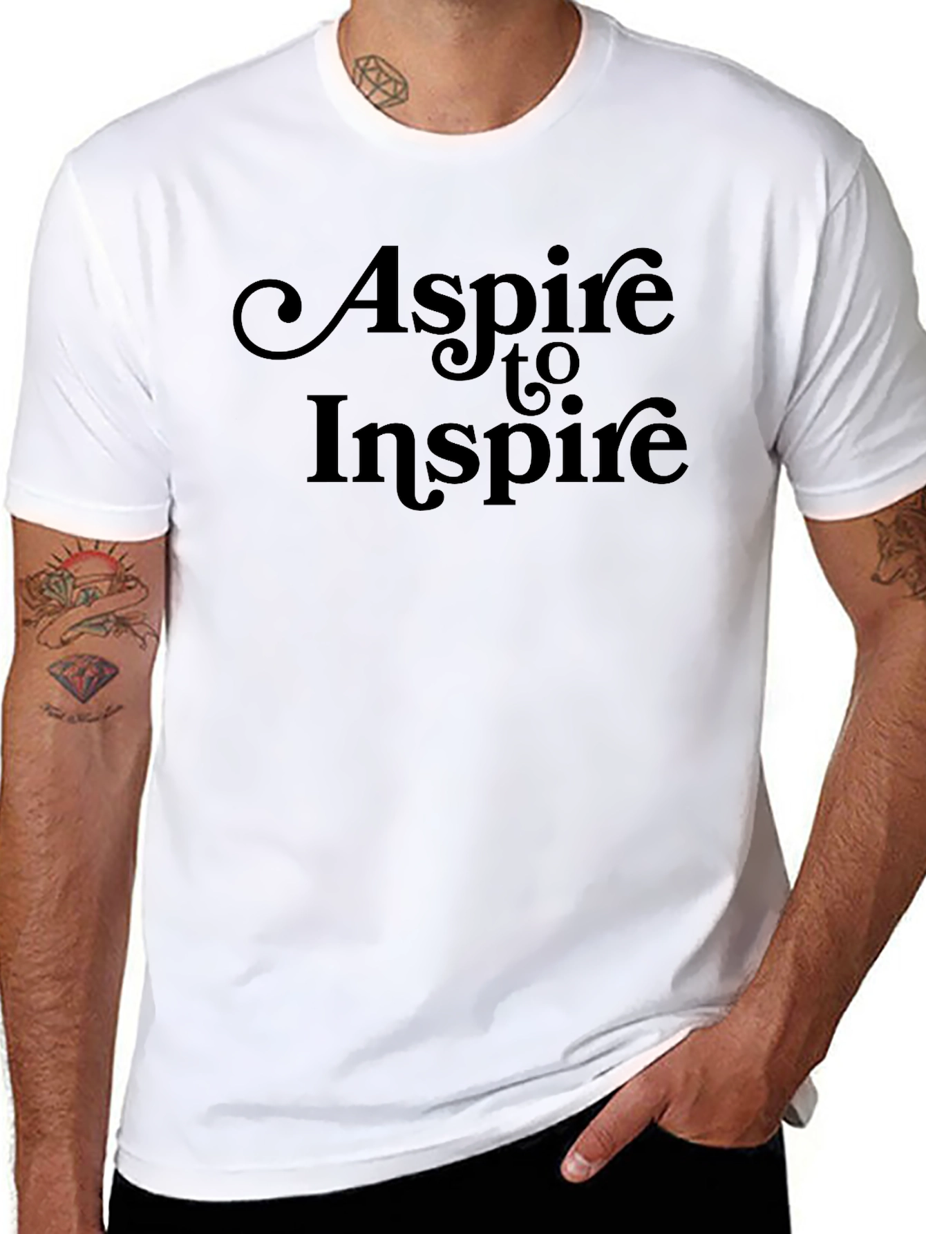 Aspire to Inspire Mens Black Graphic T-Shirt