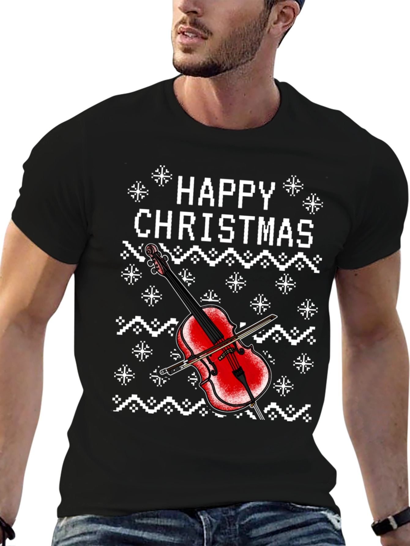 Happy Christmas Cello Holiday T-Shirt