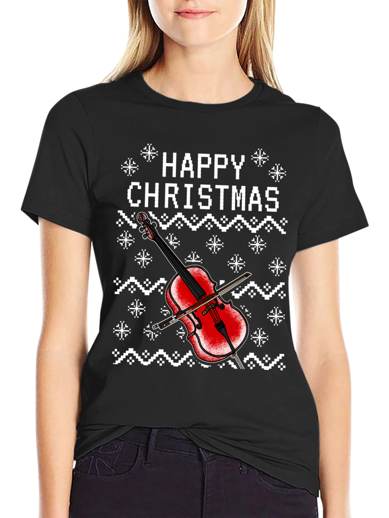Happy Christmas Cello Holiday T-Shirt