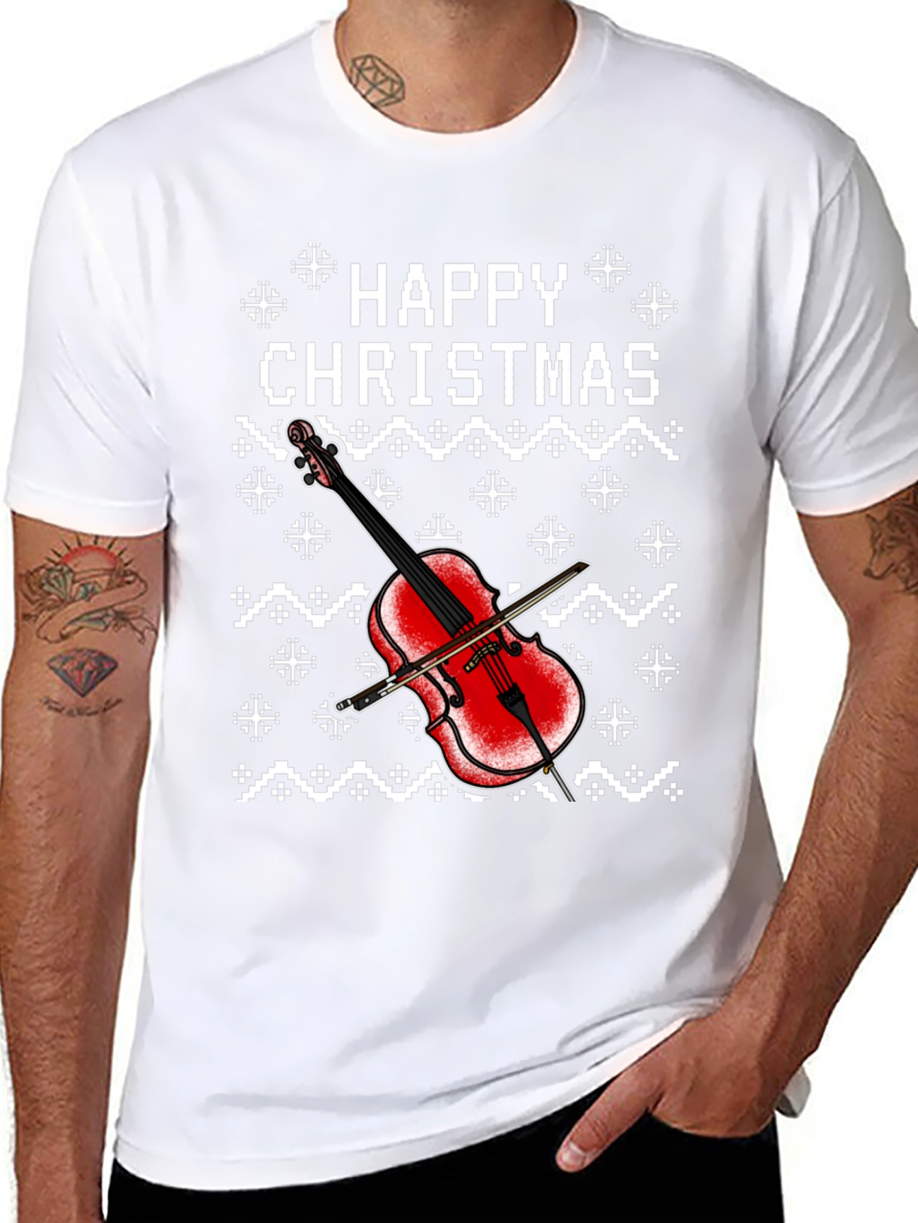 Happy Christmas Cello Holiday T-Shirt