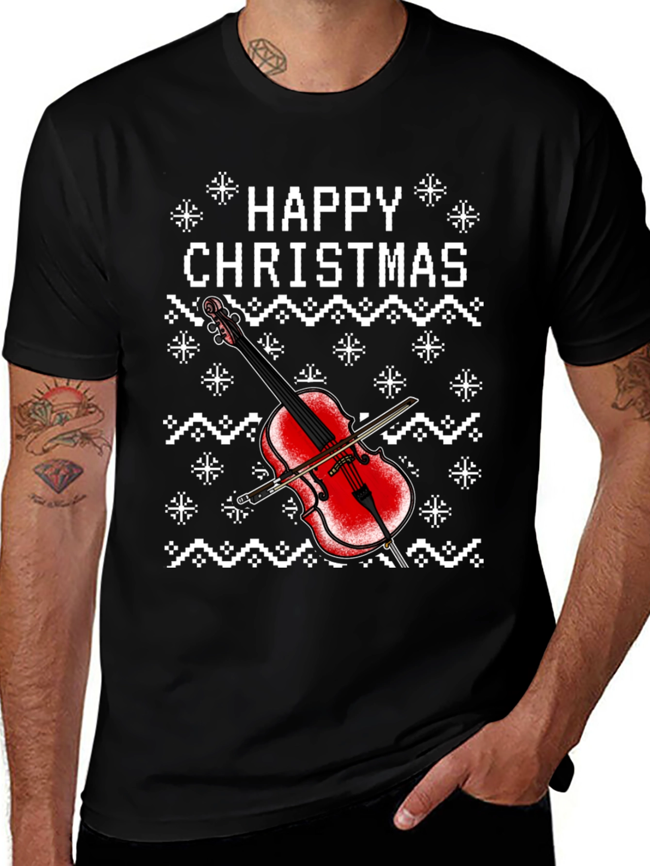 Happy Christmas Cello Holiday T-Shirt