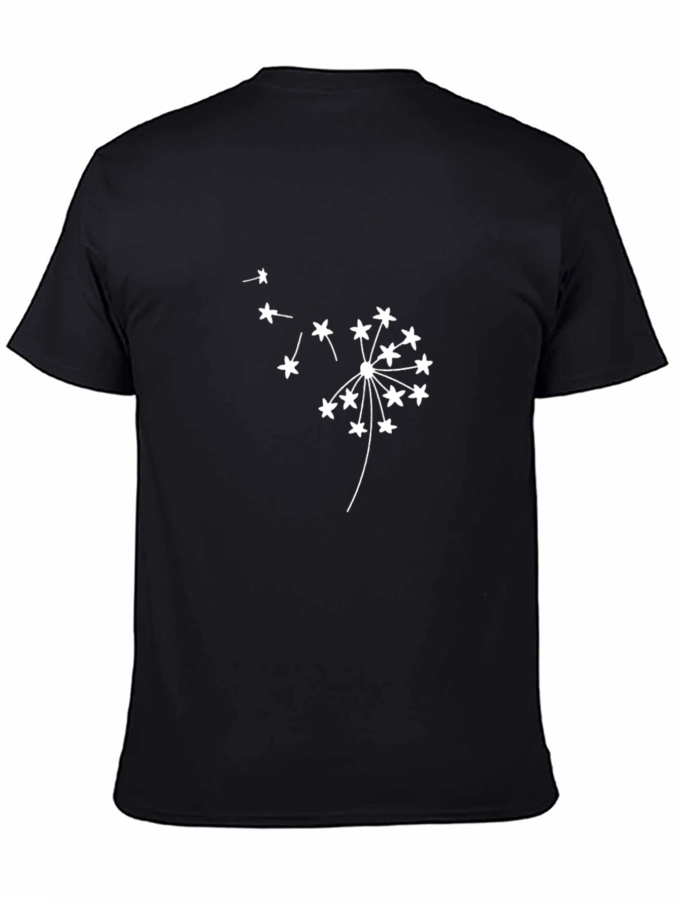 Stylish Black Tee with Dandelion Design