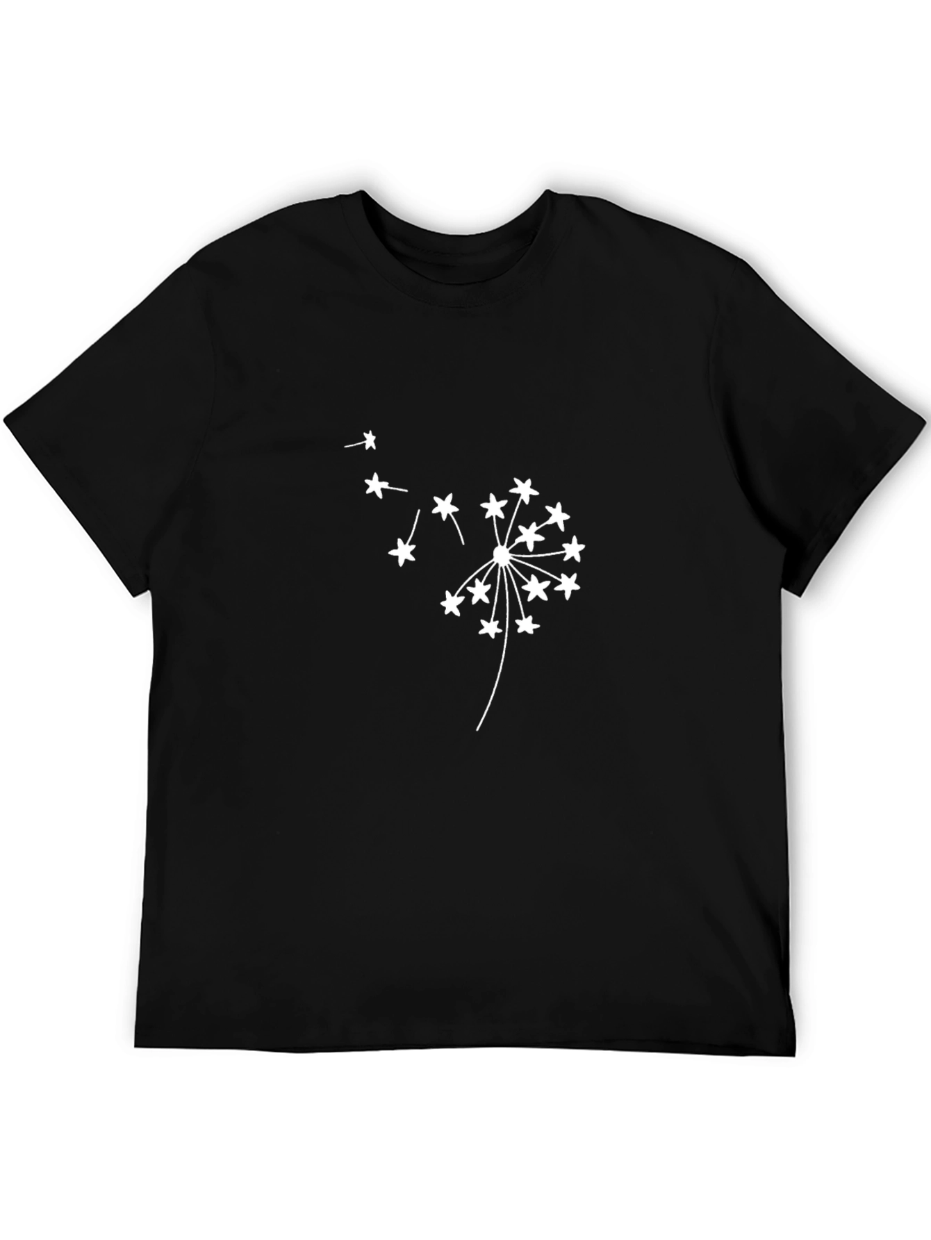 Stylish Black Tee with Dandelion Design