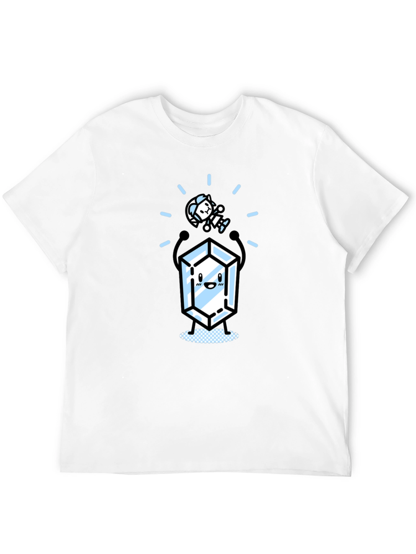 Cute Crystal & Astronaut Graphic Black T-Shirt