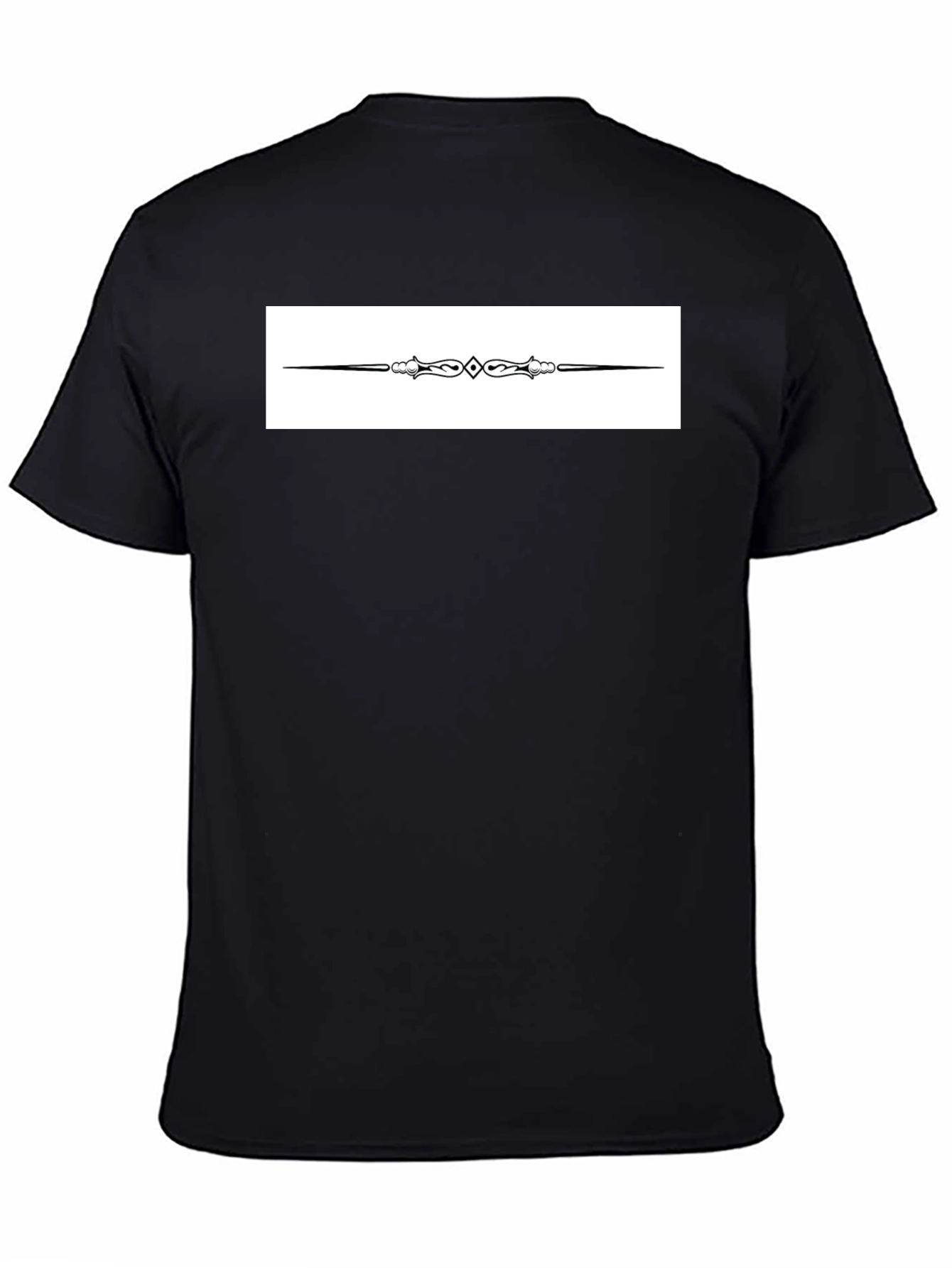Elegant Black T-Shirt with Ornate Divider Design