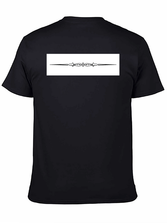 Elegant Black T-Shirt with Ornate Divider Design