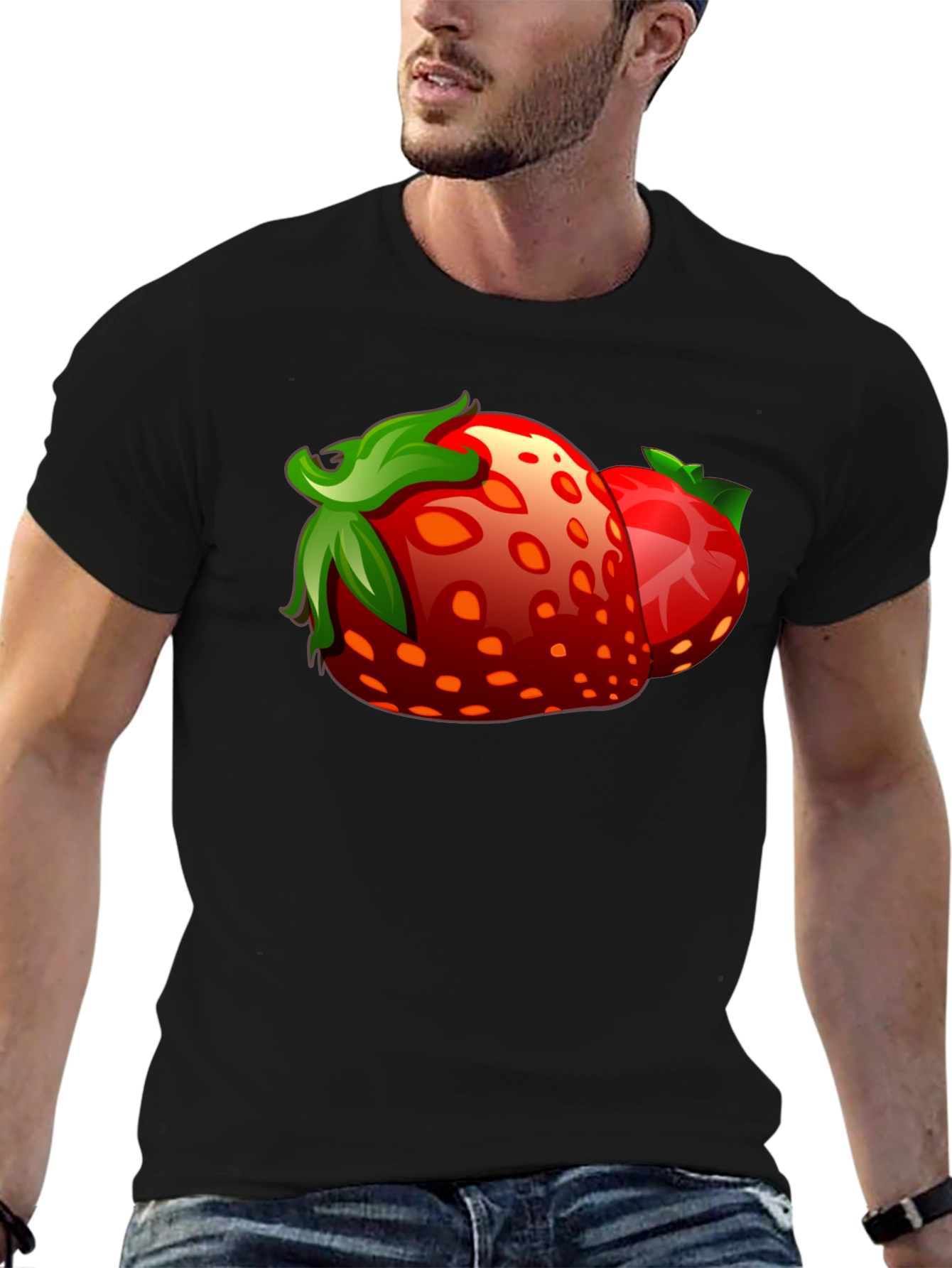 Strawberry Graphic Black T-Shirt