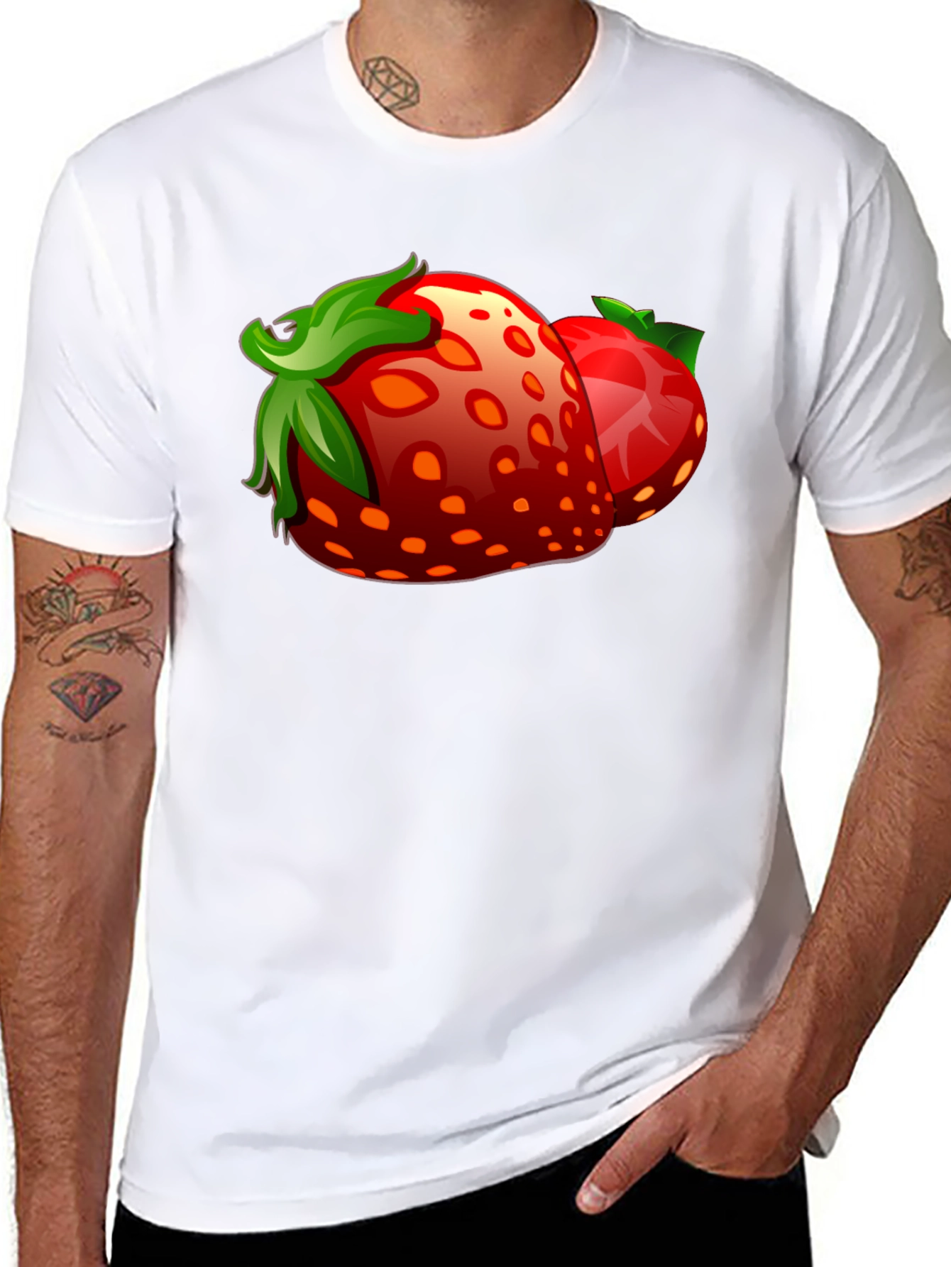Strawberry Graphic Black T-Shirt
