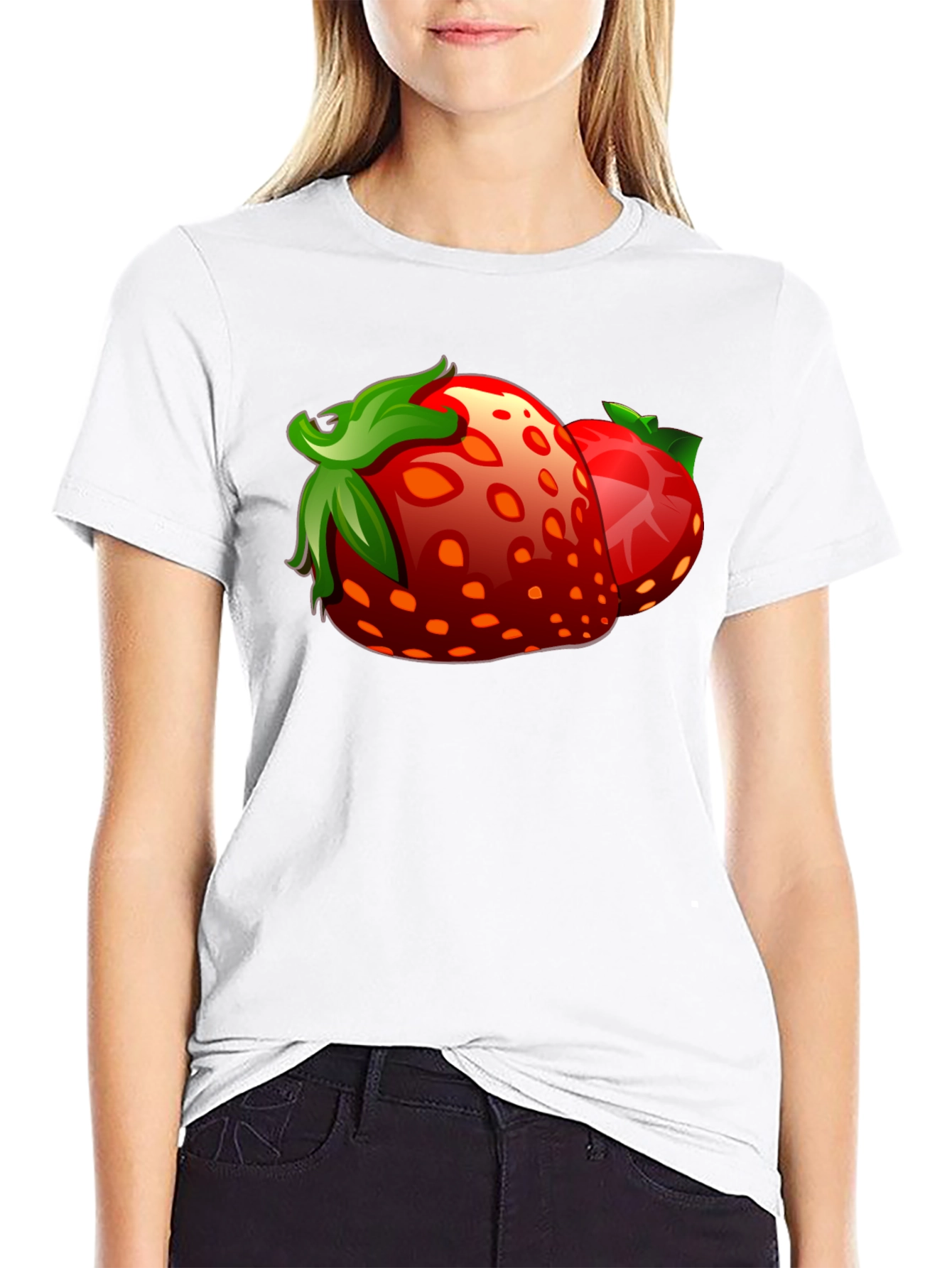 Strawberry Graphic Black T-Shirt