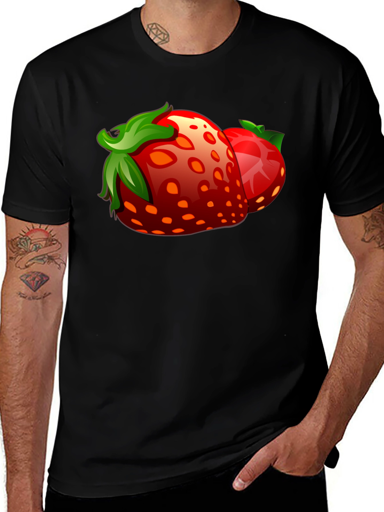 Strawberry Graphic Black T-Shirt