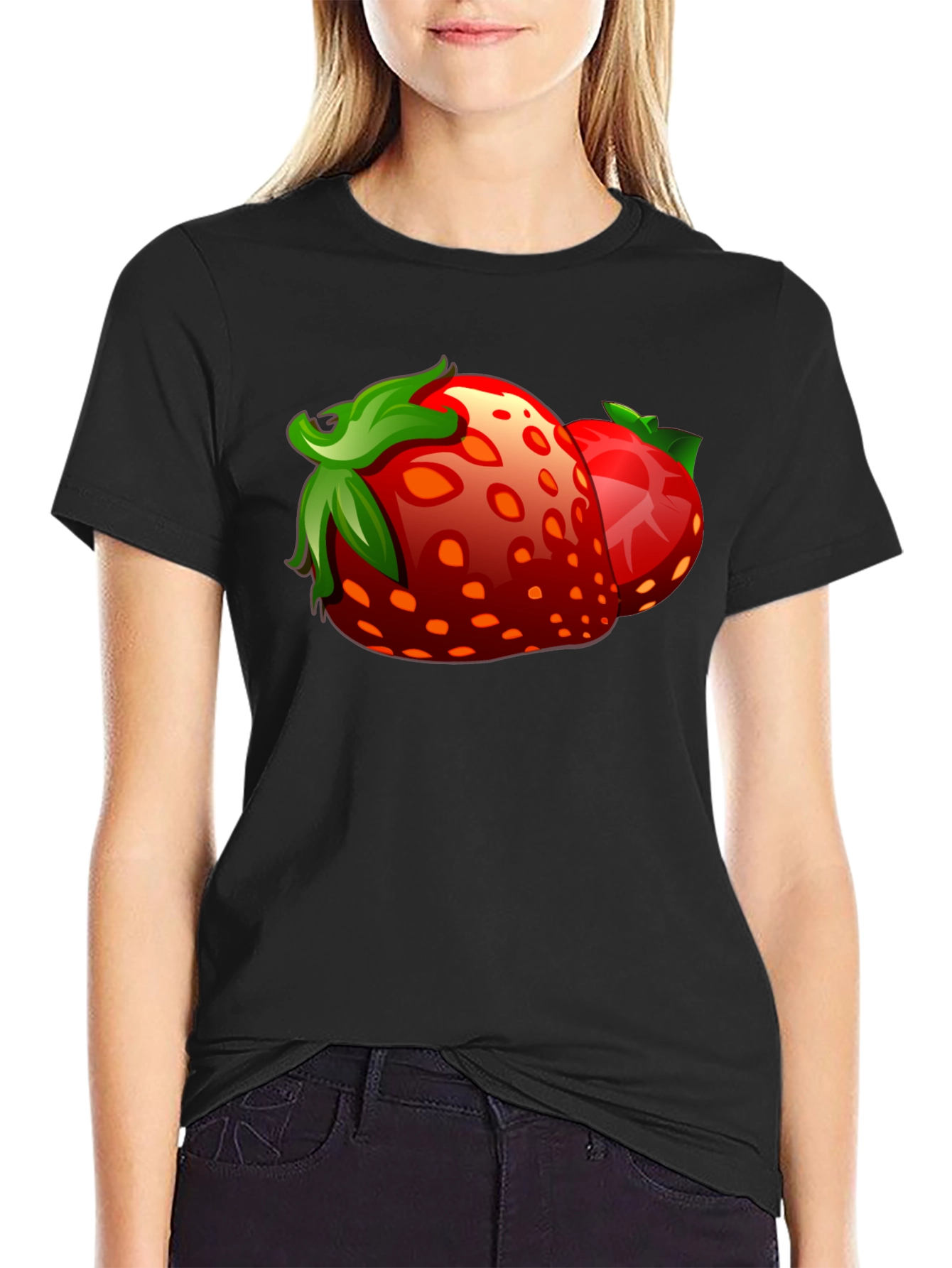 Strawberry Graphic Black T-Shirt