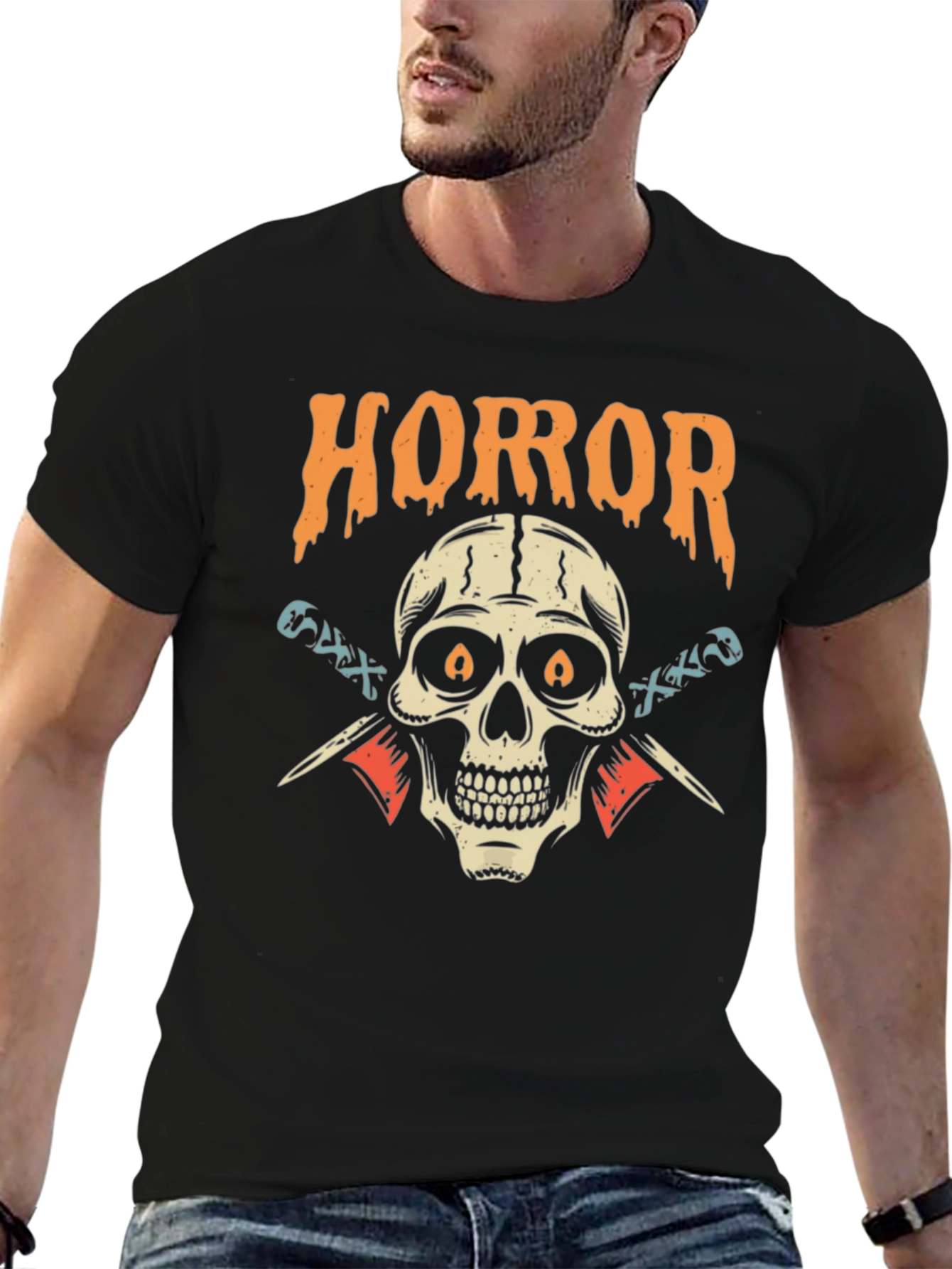 Horror Skull Graphic Black T-Shirt