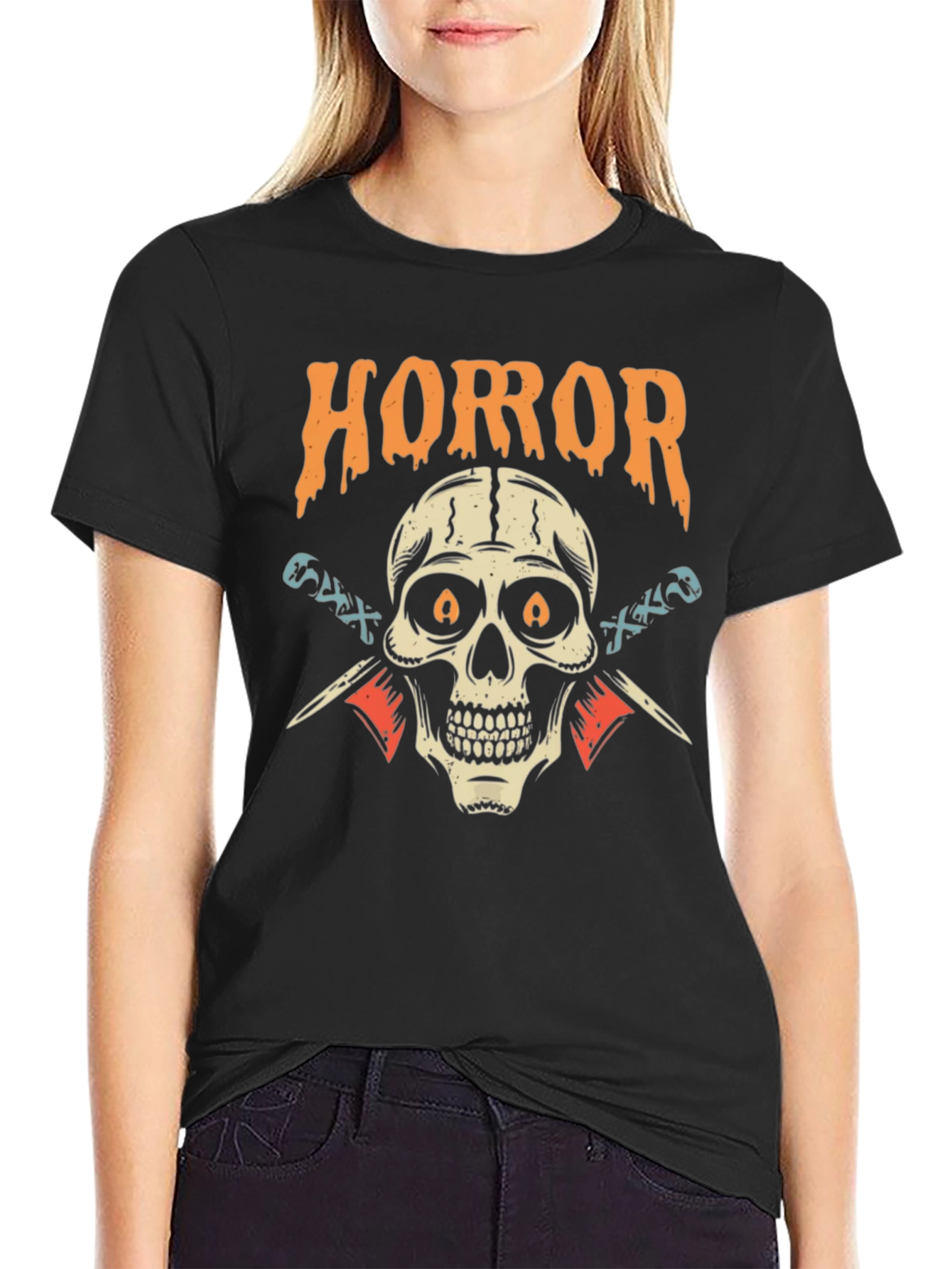 Horror Skull Graphic Black T-Shirt