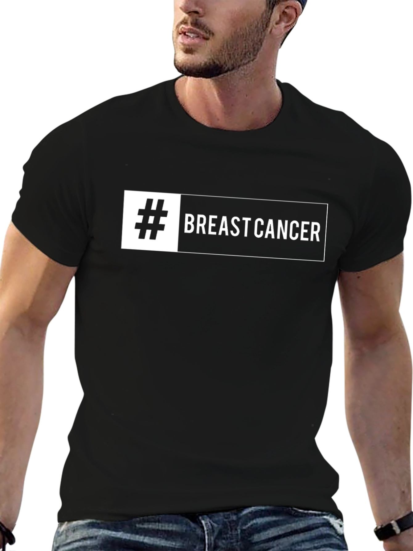 Breast Cancer Awareness Tee - Black Cotton Blend