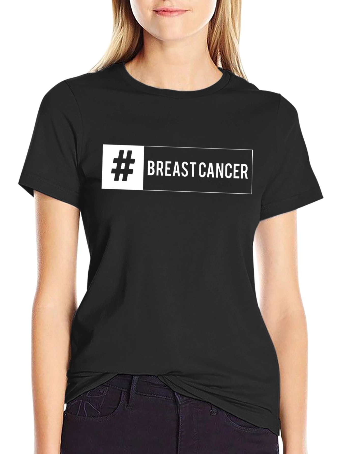 Breast Cancer Awareness Tee - Black Cotton Blend