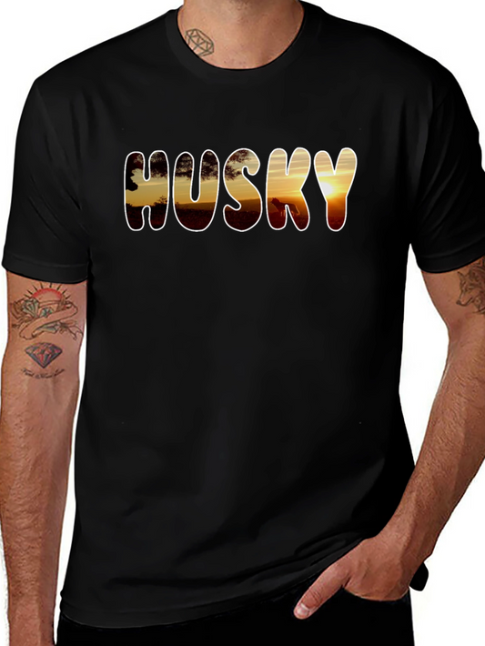 Husky Sunset Graphic T-Shirt