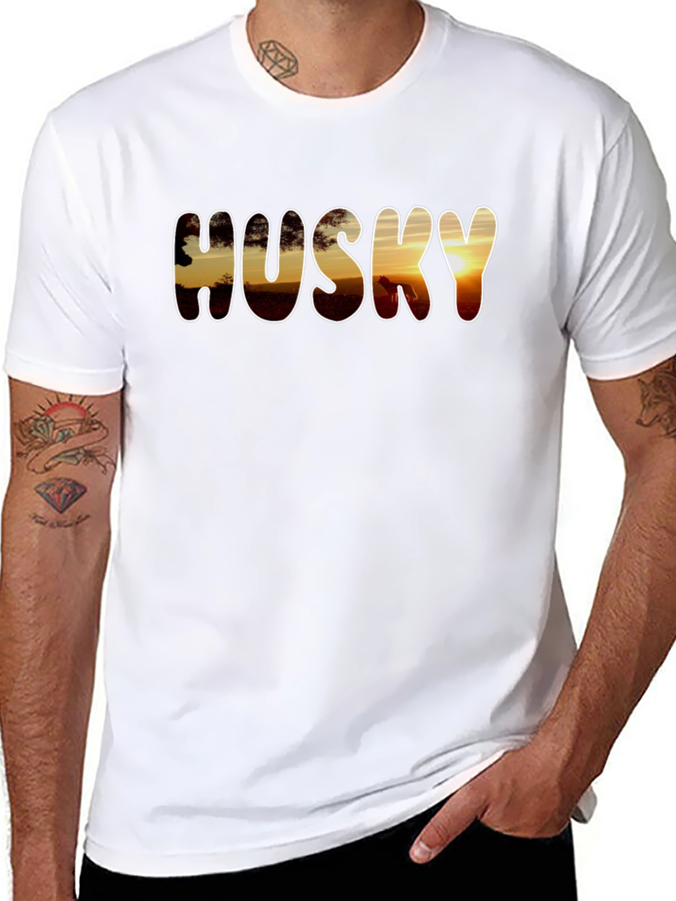 Husky Sunset Graphic T-Shirt