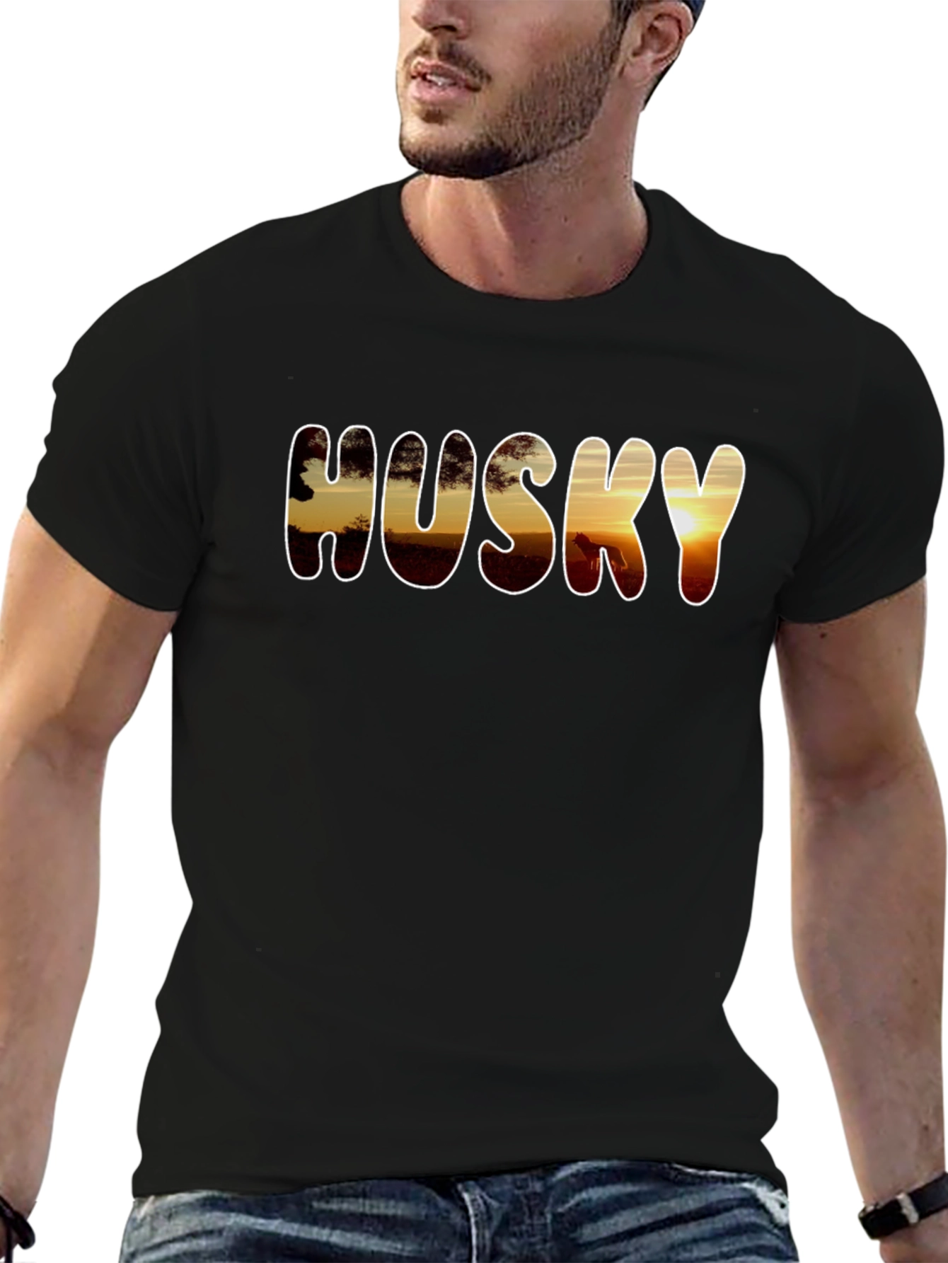 Husky Sunset Graphic T-Shirt