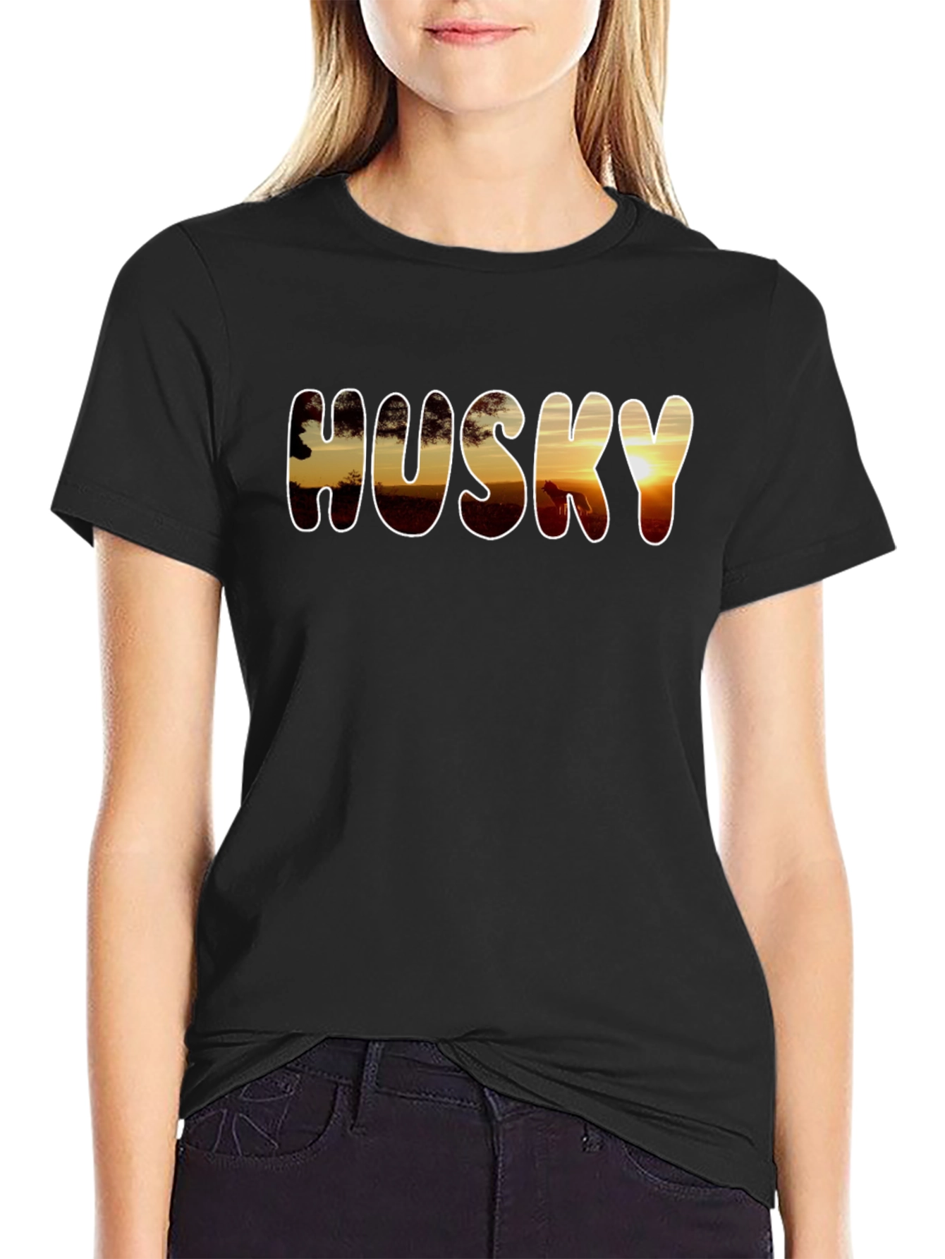 Husky Sunset Graphic T-Shirt