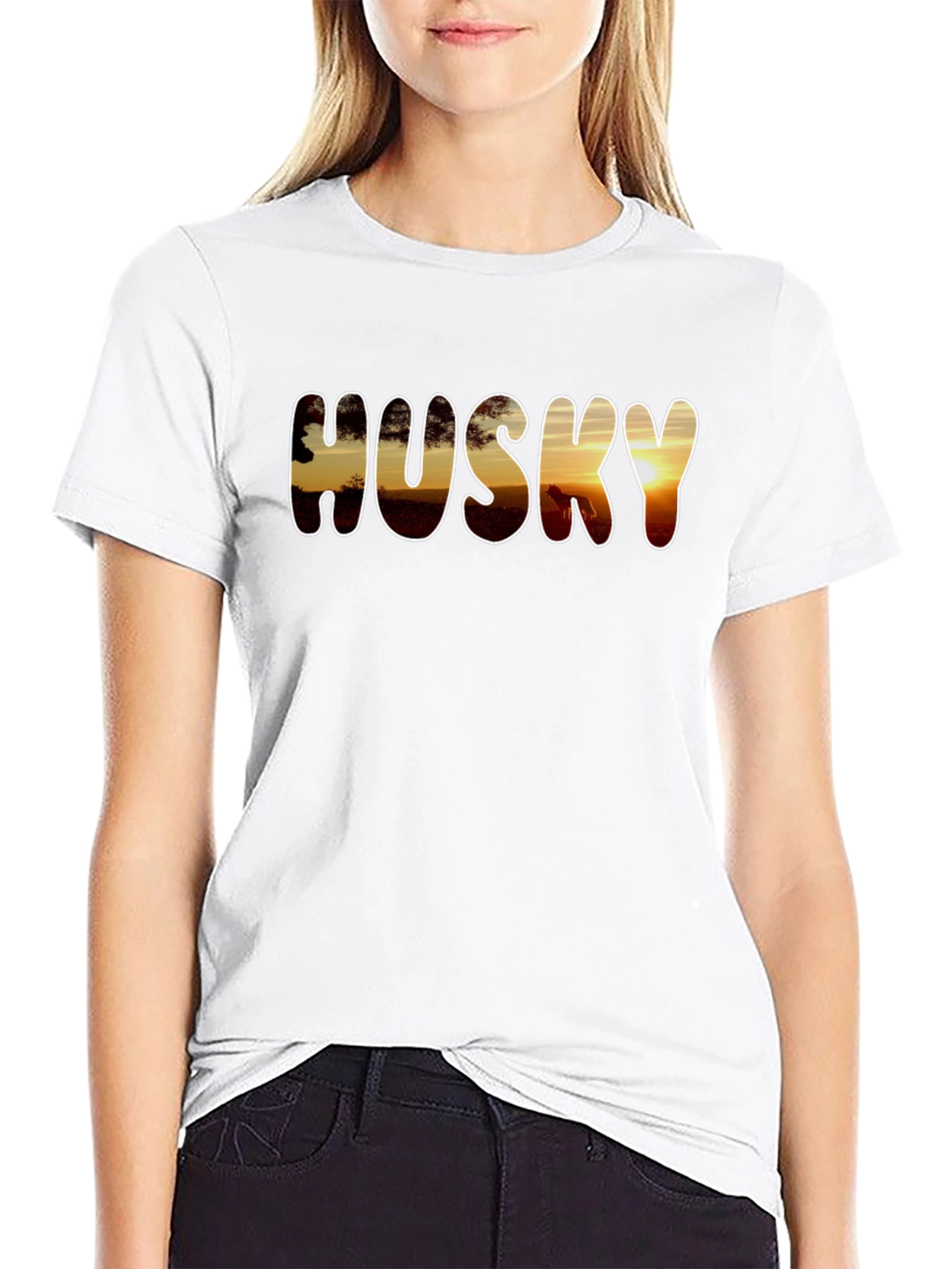 Husky Sunset Graphic T-Shirt