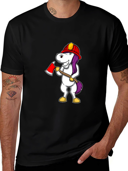 Unicorn Firefighter Graphic Tee - Quirky Design