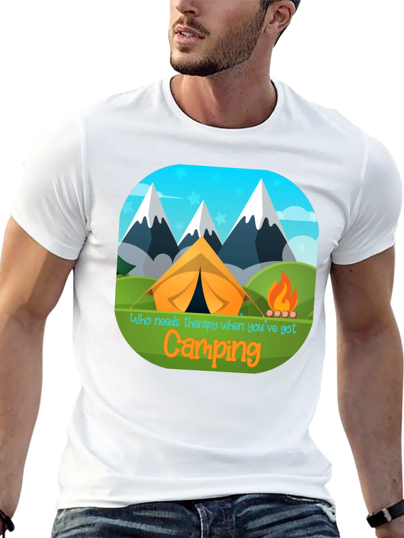 Camping Therapy T-Shirt - Mountain Tent Design
