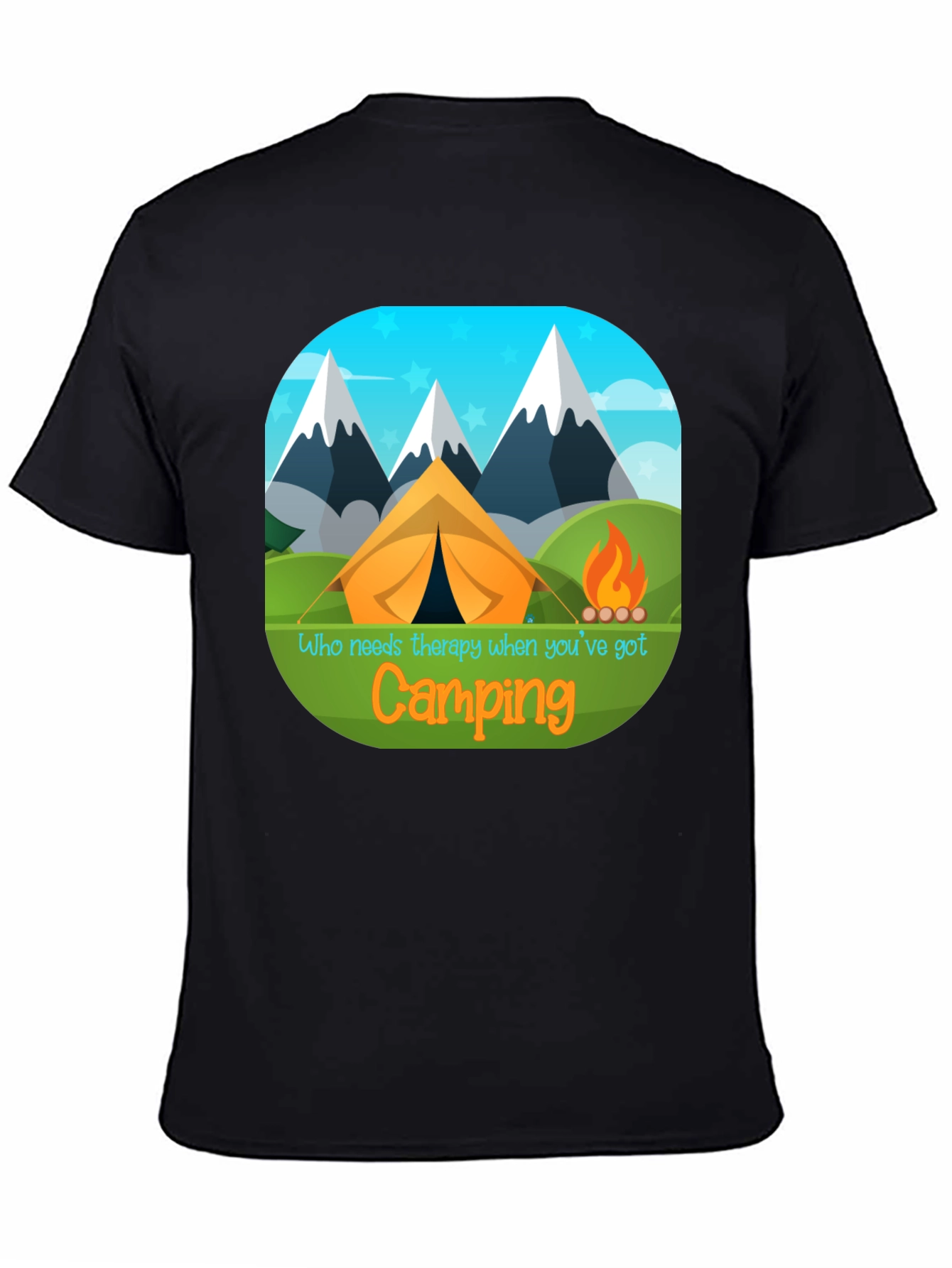 Camping Therapy T-Shirt - Mountain Tent Design