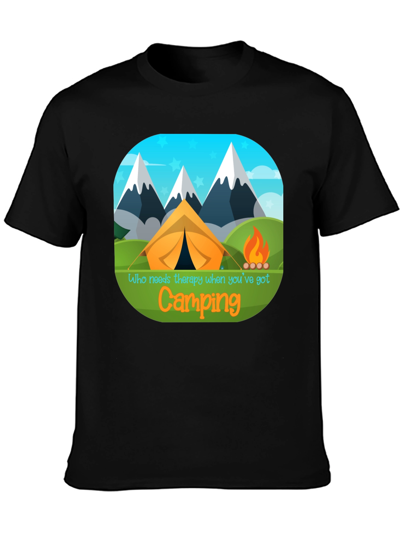 Camping Therapy T-Shirt - Mountain Tent Design