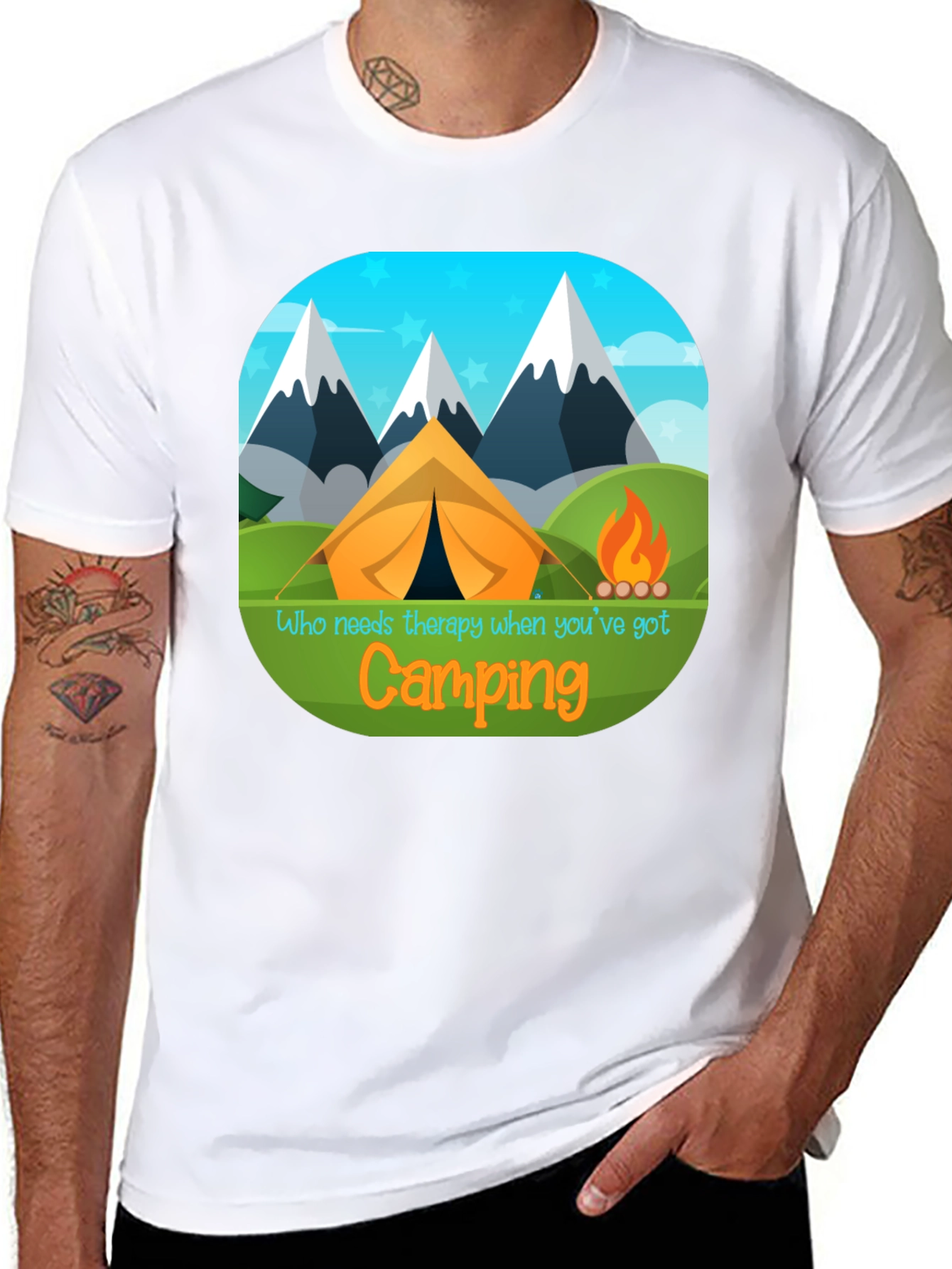 Camping Therapy T-Shirt - Mountain Tent Design