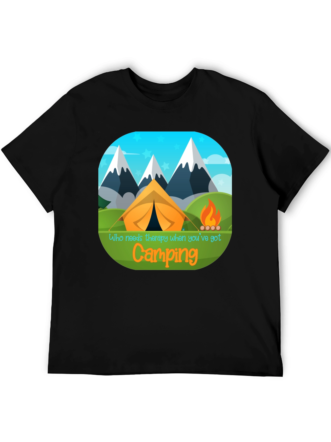 Camping Therapy T-Shirt - Mountain Tent Design