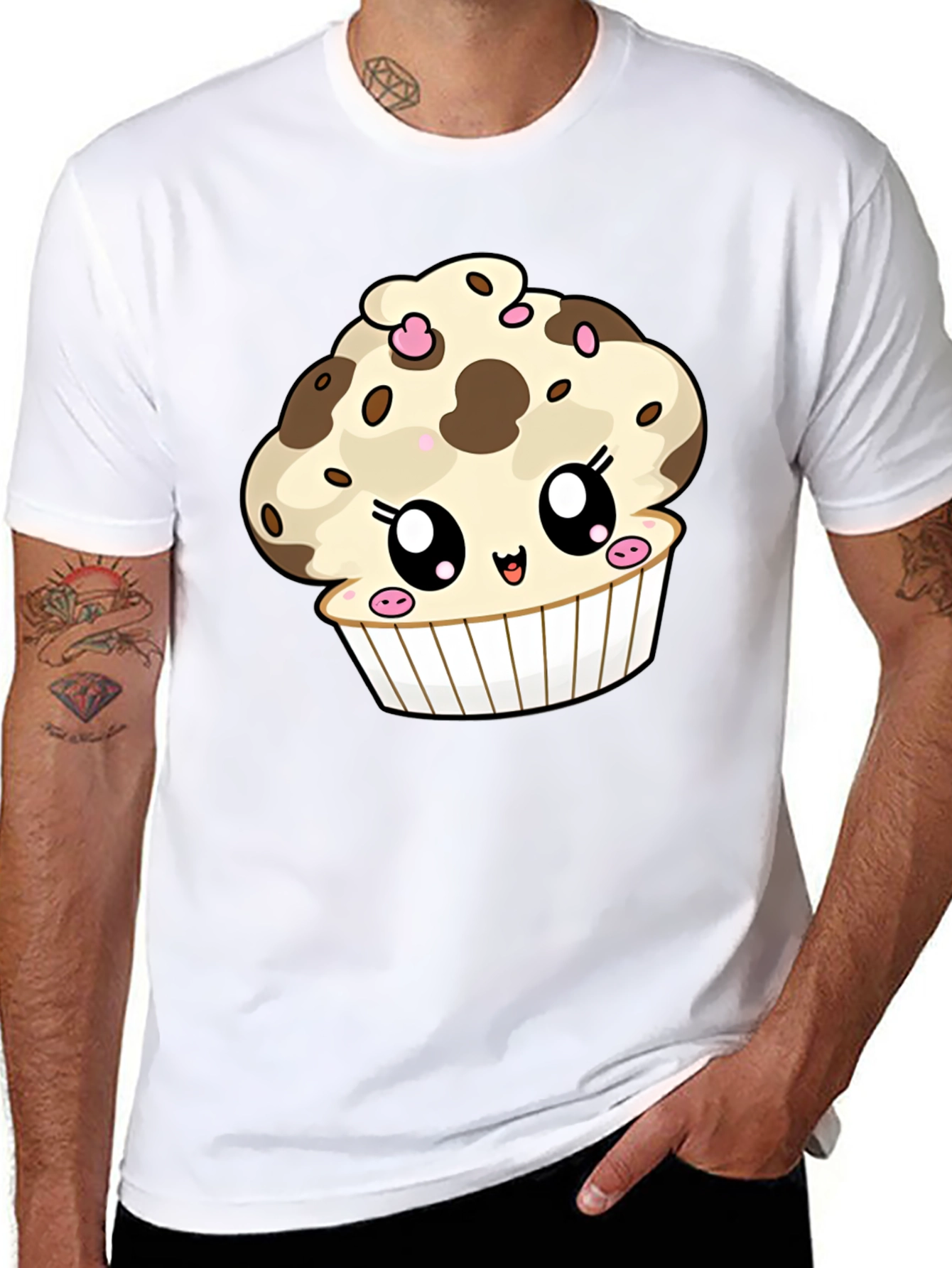 Cute Cupcake Graphic T-Shirt - Black