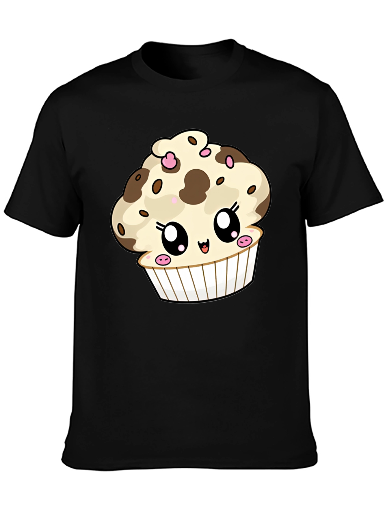 Cute Cupcake Graphic T-Shirt - Black