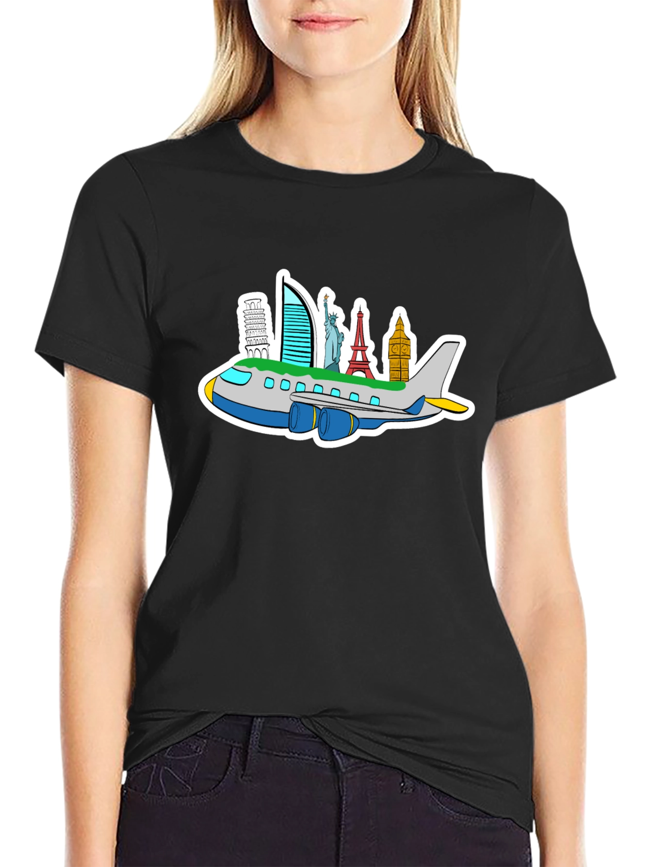 World Traveler Tee: Landmark Airplane