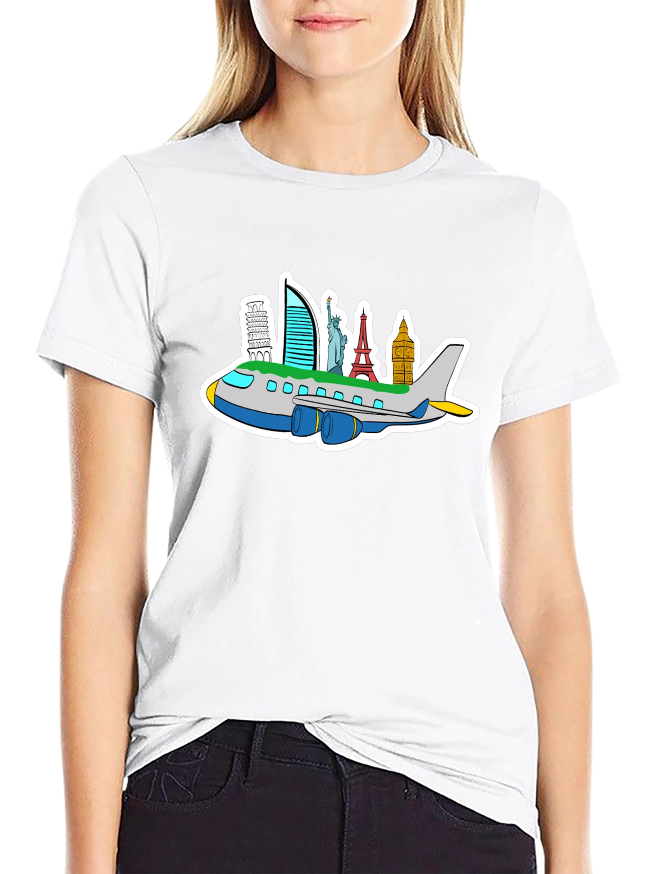 World Traveler Tee: Landmark Airplane