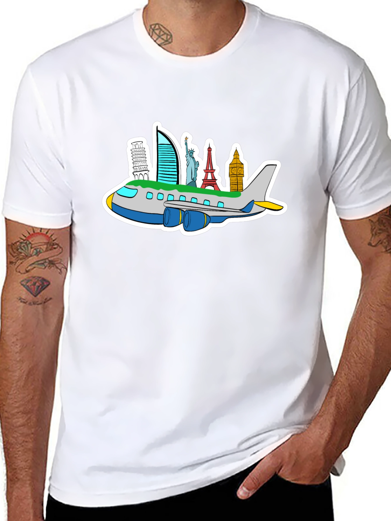World Traveler Tee: Landmark Airplane