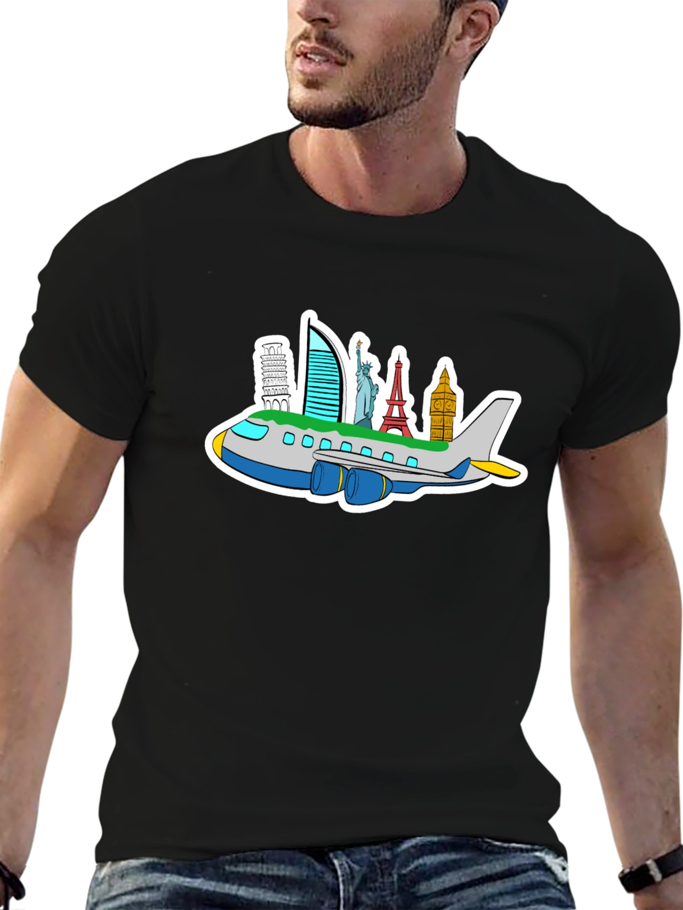 World Traveler Tee: Landmark Airplane