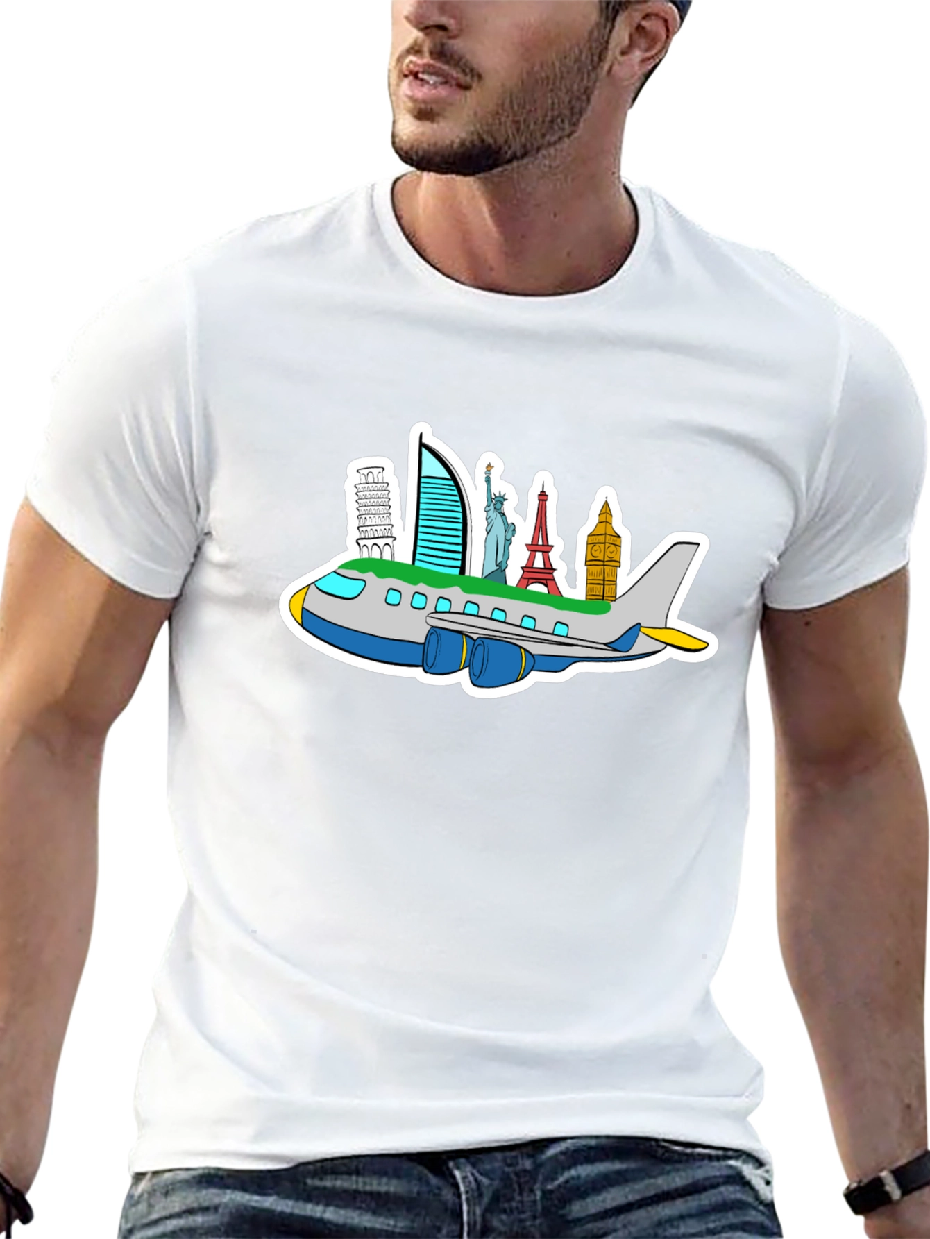 World Traveler Tee: Landmark Airplane