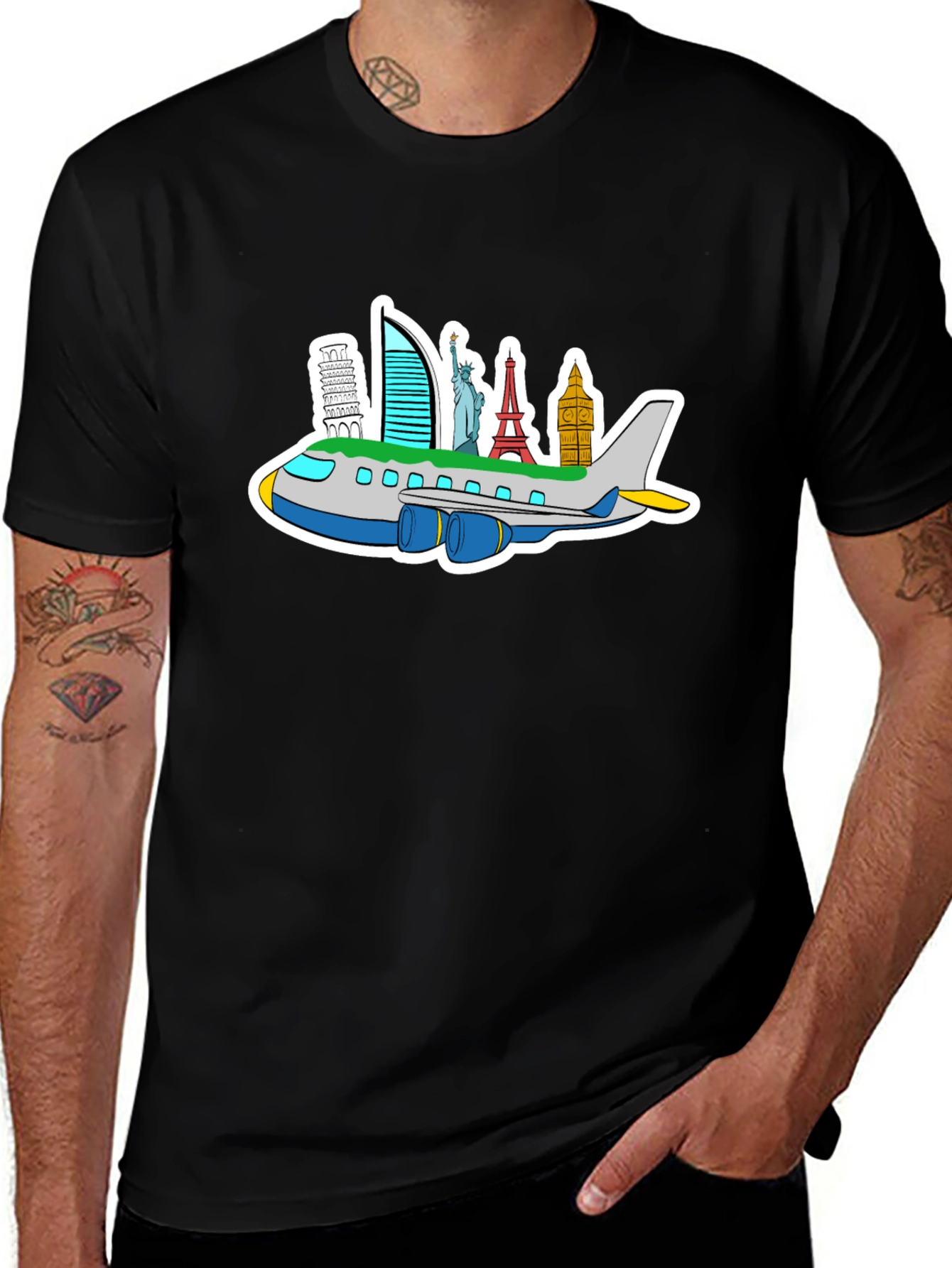 World Traveler Tee: Landmark Airplane