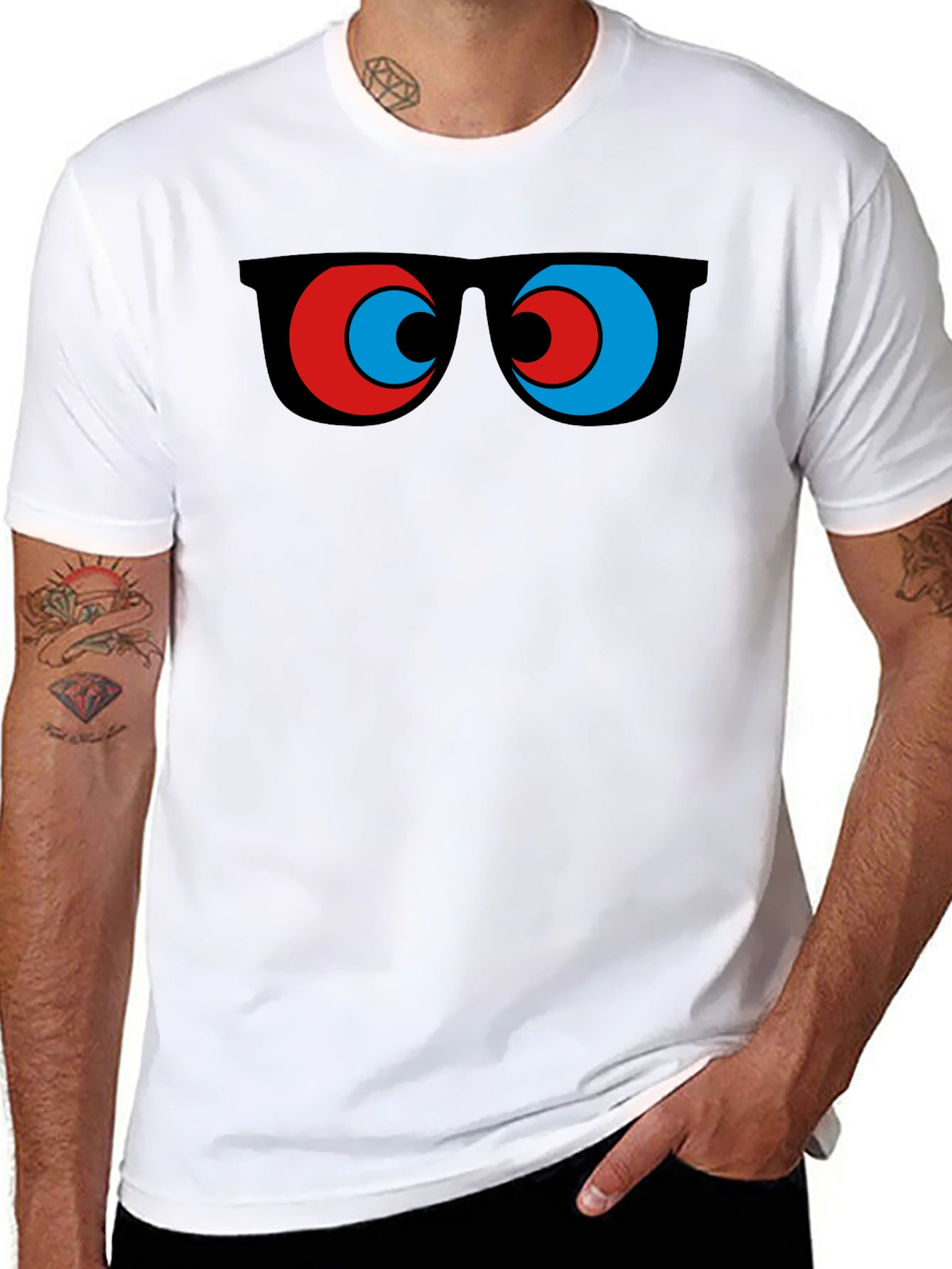 Funny Sunglasses Graphic Tee - Quirky Mens Black T-Shirt